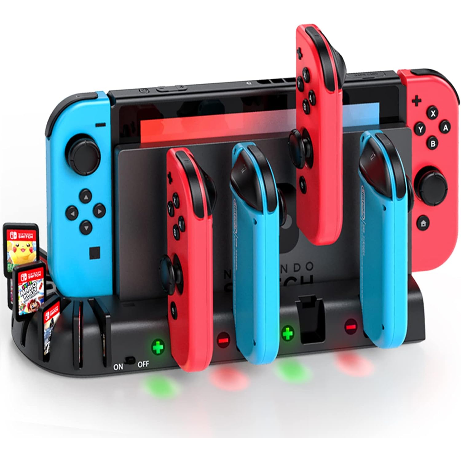 BoostBlossom witch Controller Charging Dock Station Compatible with Nintendo Switch & OLED Model Joy-Cons, Features Upgraded 8 Game Storage for Nintendo Switch Joy-Cons & Games.