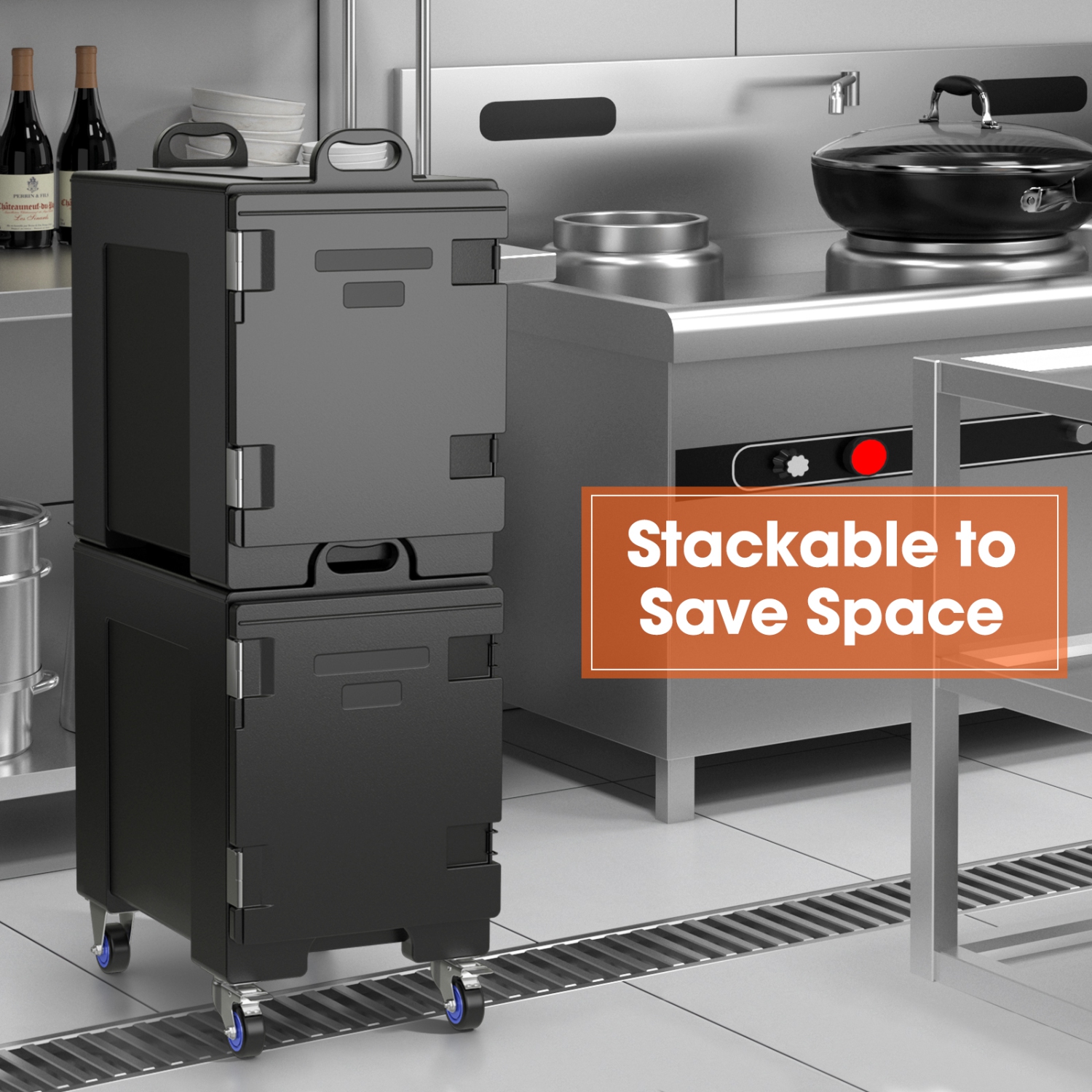 Porte-aliments isotherme de Costway, pinte 5, capacité de 81 l, avec roulettes