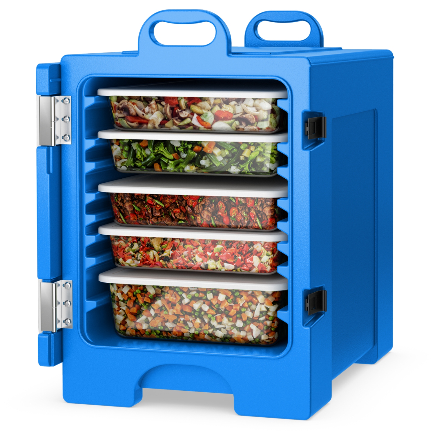 Costway End-Loading Insulated Food Pan Carrier Hot & Cold 5 Food Pan Capacity with Handles