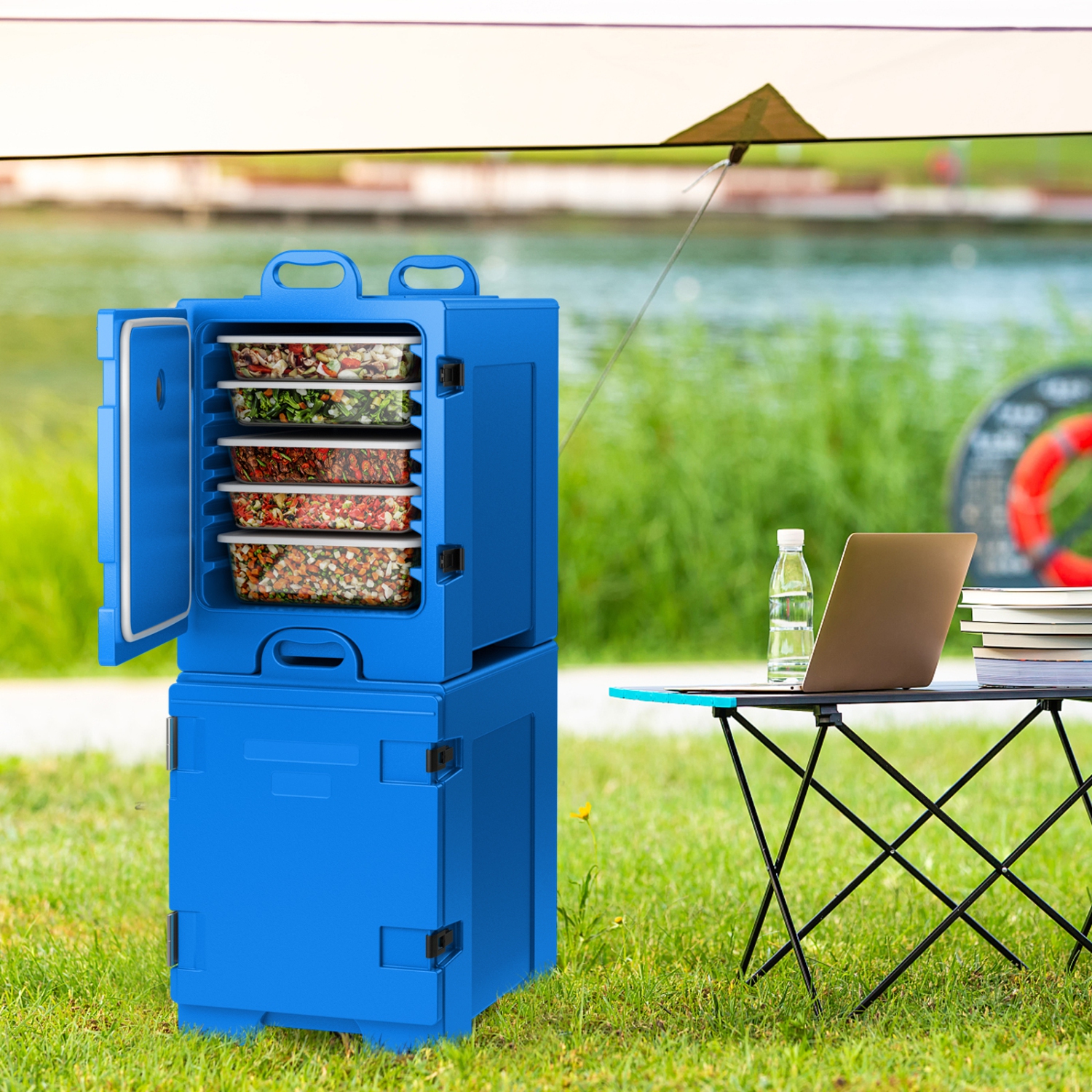 Porte-aliments isolés à chargement par le haut de Costway 2 pour aliments chauds et froids, capacité de 5 L