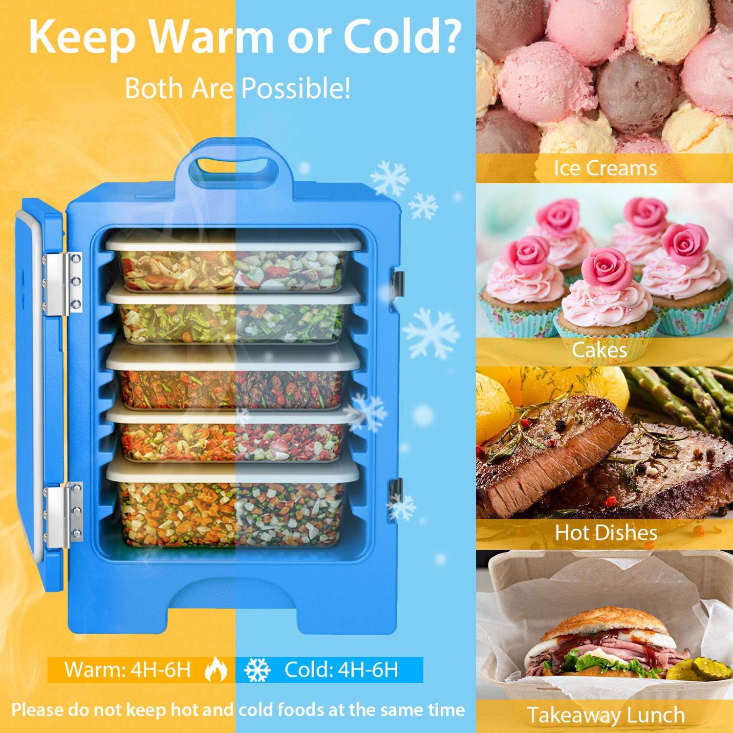 Porte-aliments isolés à chargement par le haut de Costway 2 pour aliments chauds et froids, capacité de 5 L