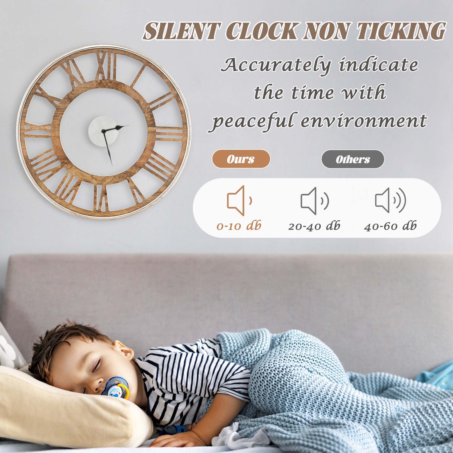 Horloge murale silencieuse de 16 po de Costway avec boîtier classique en verre pour numéros romains