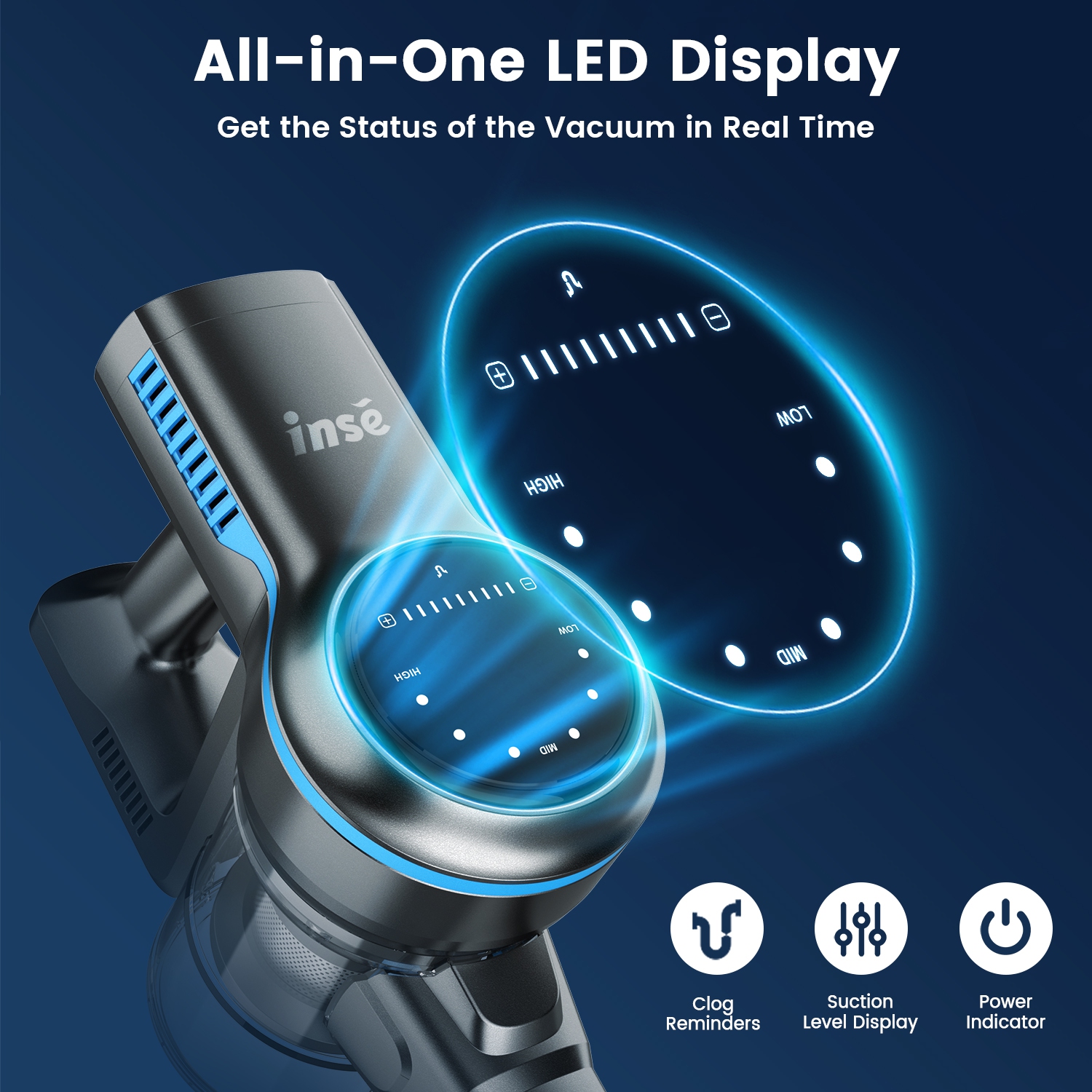 INSE S7P Vacuum Cordless Cleaner 50Kpa Brushless Motor 6 in 1 Lightweight Rechargeable Battery up to 45mins Runtime Lightweight for Hardwood Floors