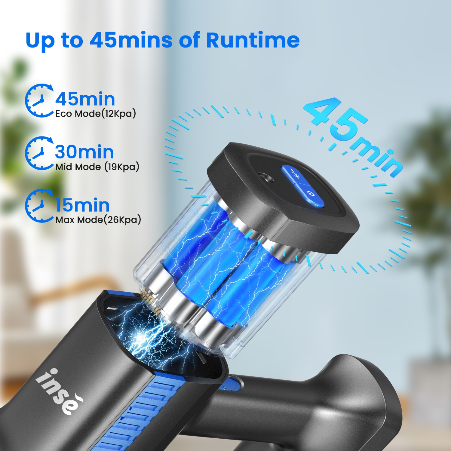 INSE S7P Vacuum Cordless Cleaner 50Kpa Brushless Motor 6 in 1 Lightweight Rechargeable Battery up to 45mins Runtime Lightweight for Hardwood Floors