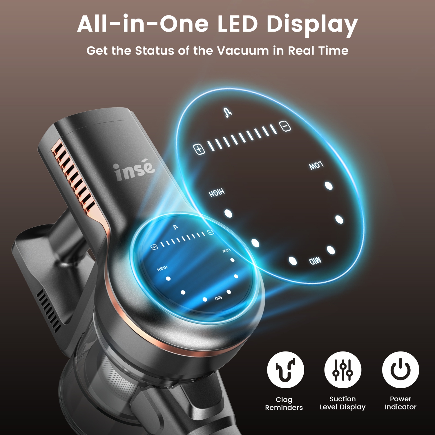 INSE S7P Vacuum Cordless Cleaner 50Kpa Brushless Motor 6 in 1 Lightweight Rechargeable Battery up to 45mins Runtime Lightweight for Hardwood Floors