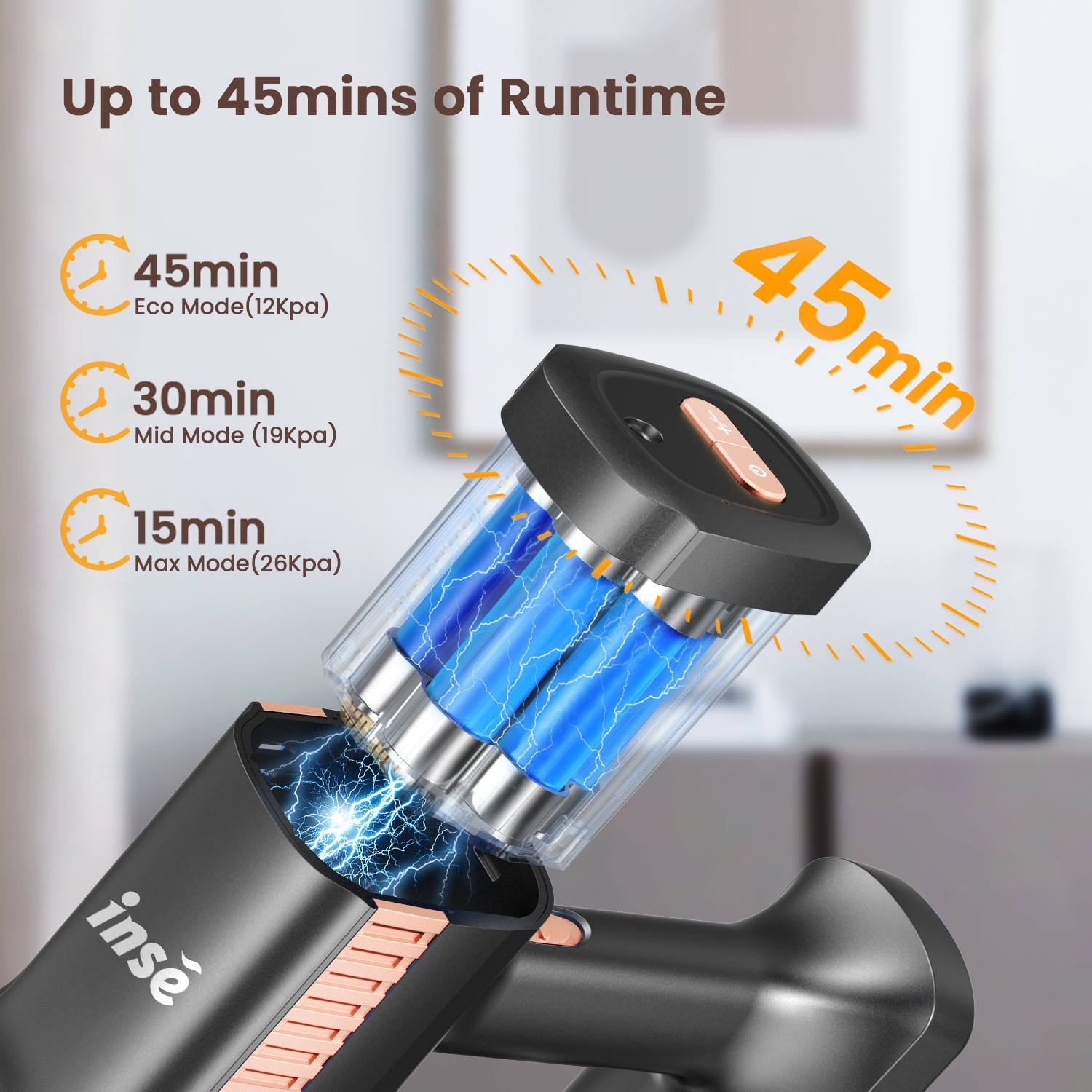 INSE S7P Vacuum Cordless Cleaner 50Kpa Brushless Motor 6 in 1 Lightweight Rechargeable Battery up to 45mins Runtime Lightweight for Hardwood Floors