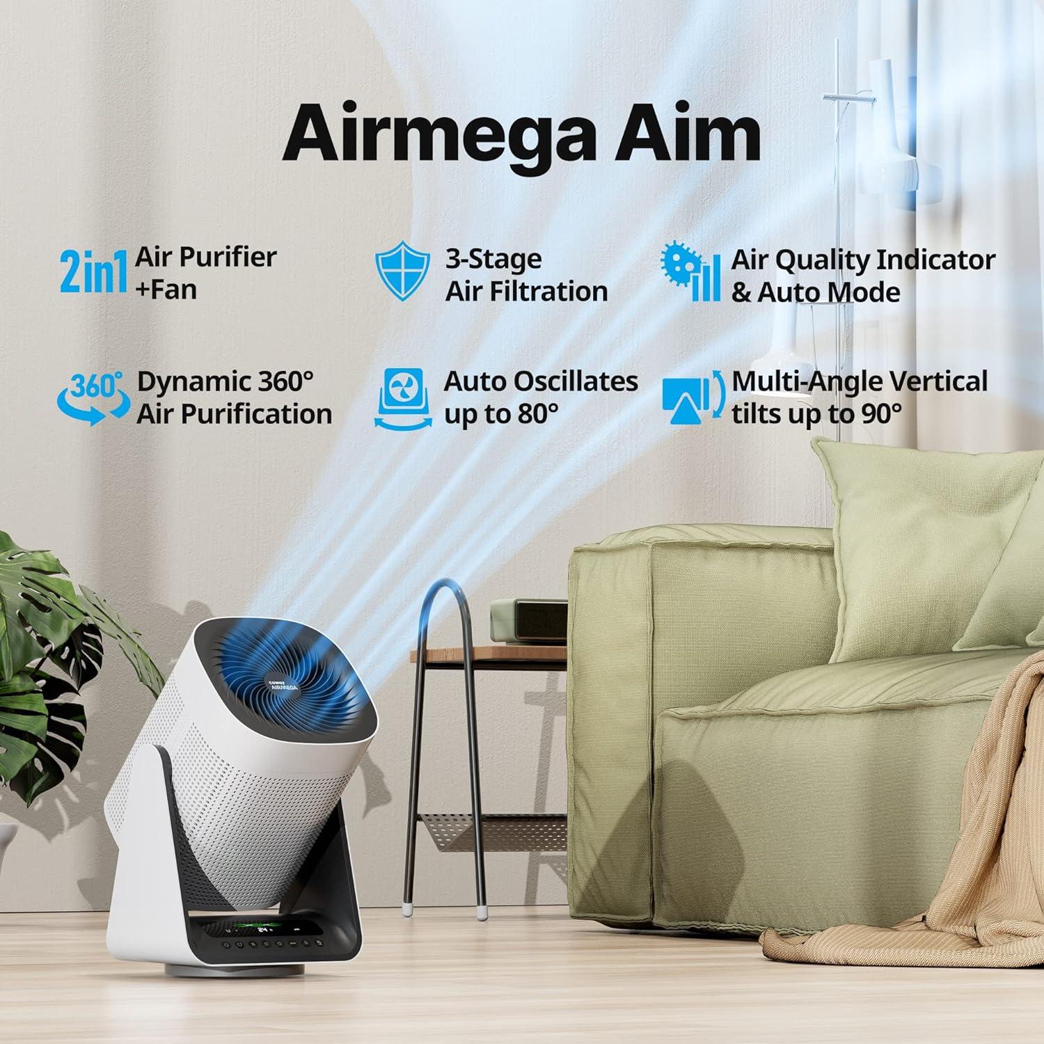 Airmega Aim 2-in-1 Oscillating Fan & True HEPA Air Purifier
