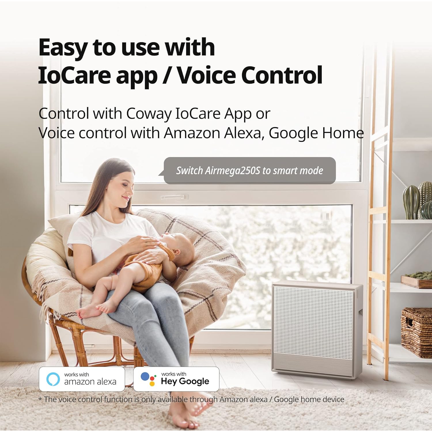 Coway Airmega 250S App-Enabled Smart Technology, Compatible With Amazon Alexa True HEPA Air Purifier, Covers 930 Sq.ft