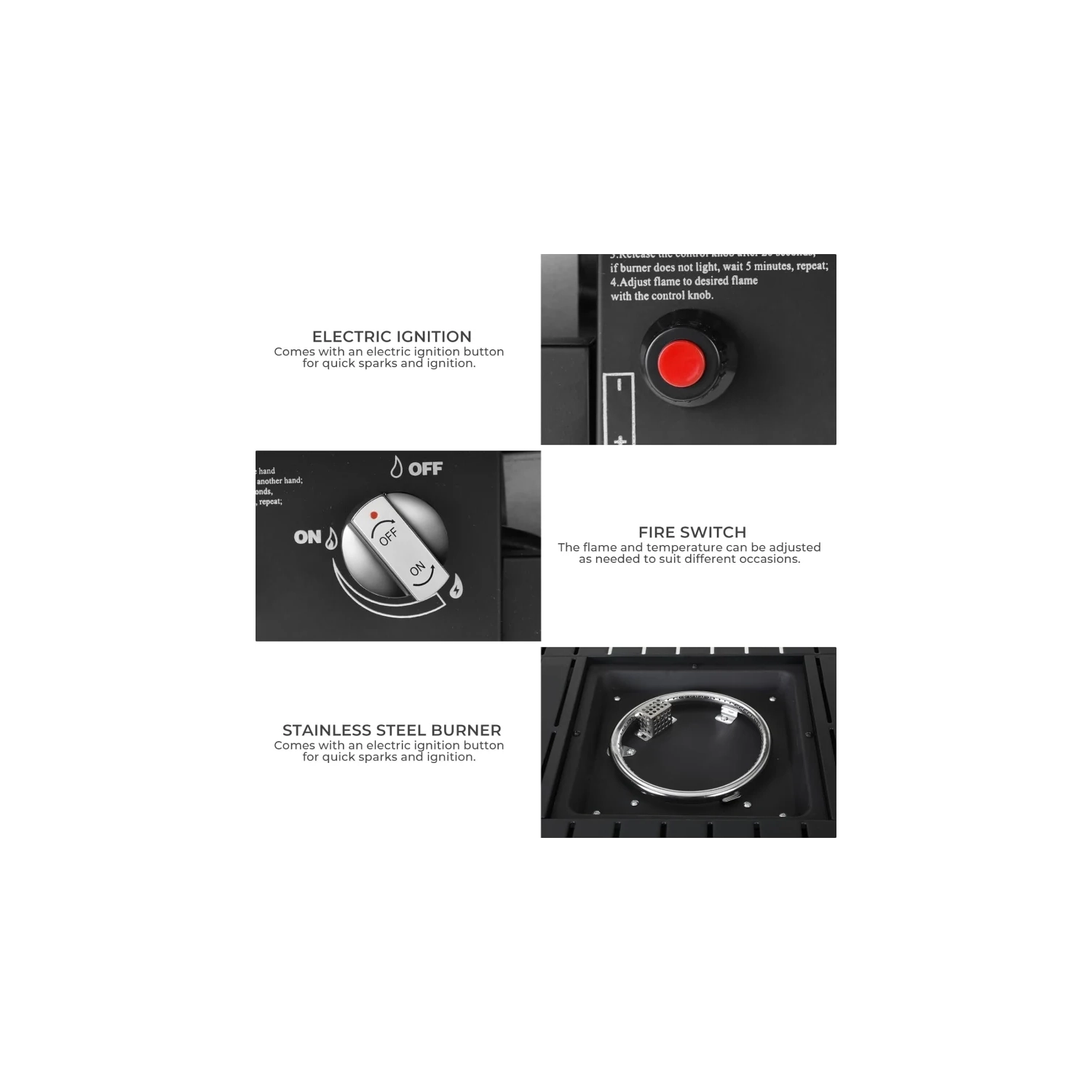 30 Inch Outdoor Propane Fire Pit Table - CSA Approved 50,000 BTU Auto-Ignition Gas Fireplace with Rattan-Look Steel Design and Lava Rock - Ideal for