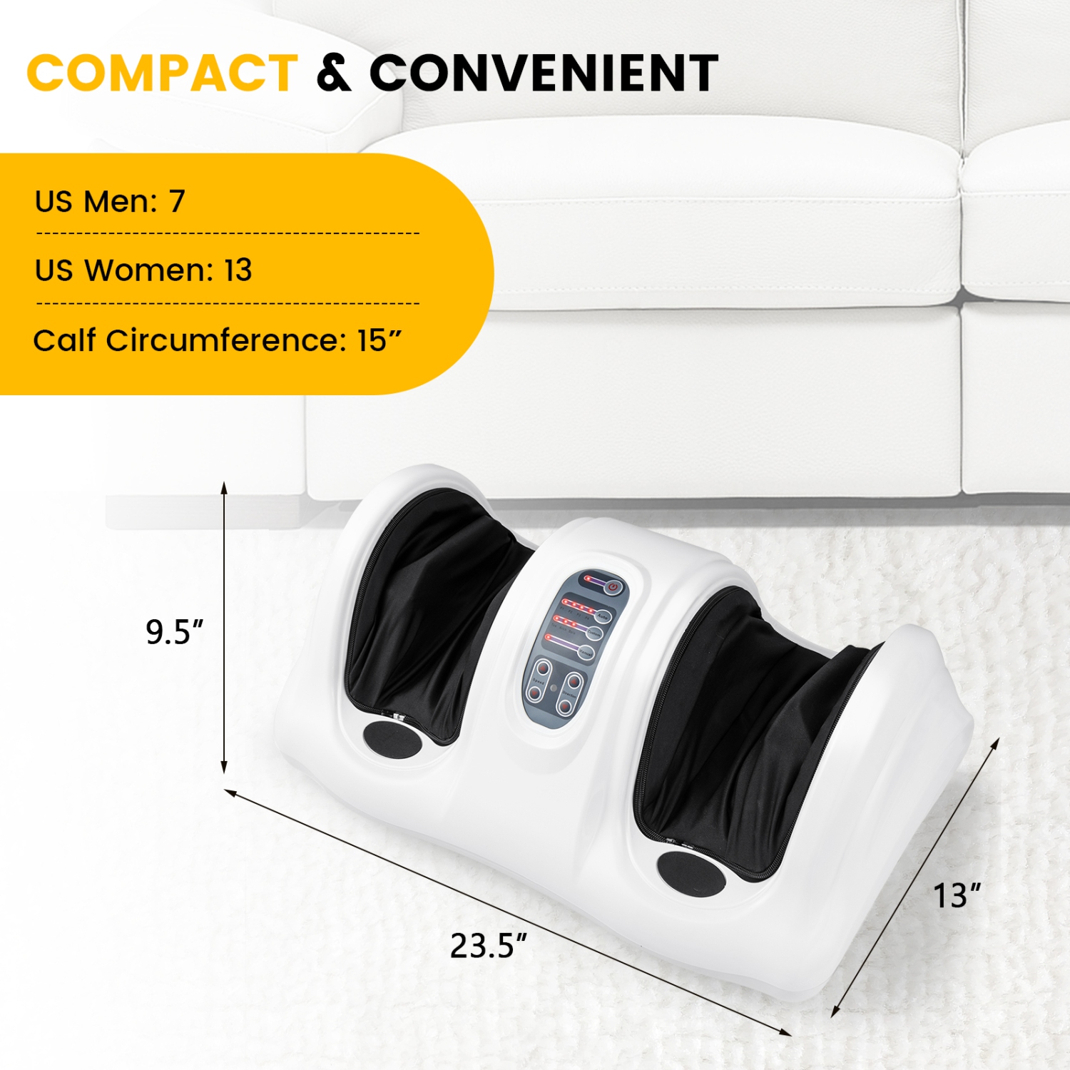 Masseur de pieds Shiatsu de Costway pour chevilles et jambes à roulettes avec télécommande, blanc