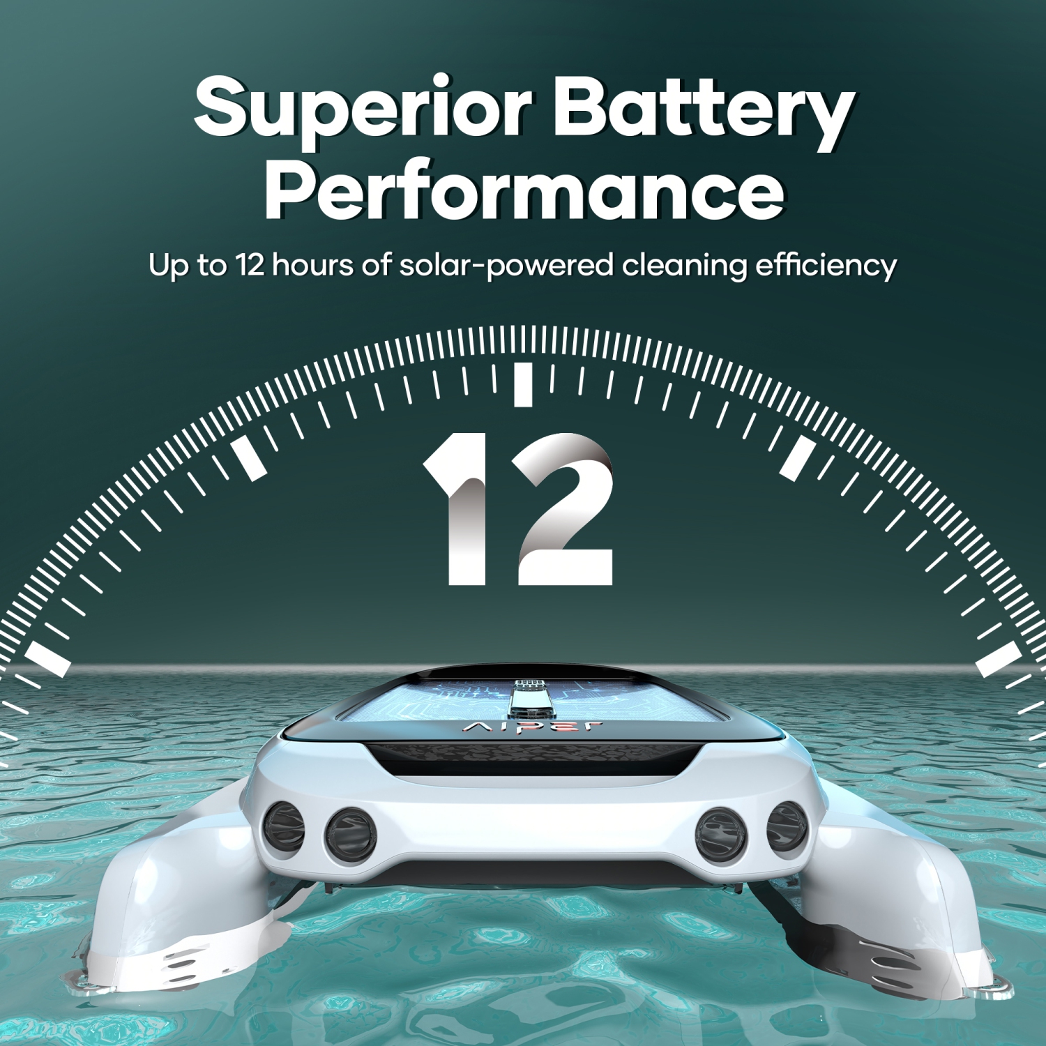 Robot nettoyeur d'écumoire de piscine automatique à énergie solaire Aiper de Surfer M1 , durée de vie 12 heures, contrôle par application, détection