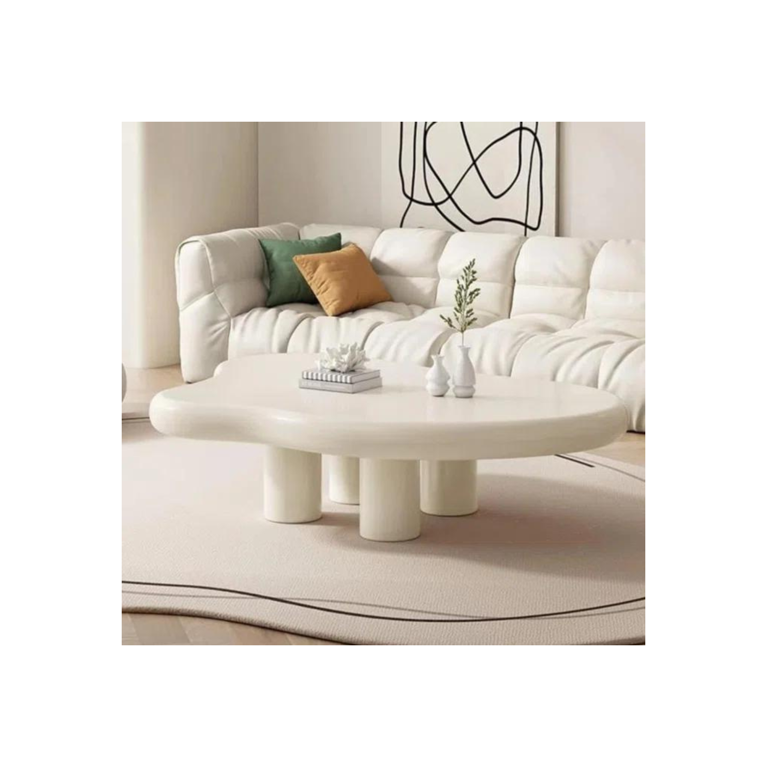 LivinVeluris Modern Minimilistic Coffee Table - White