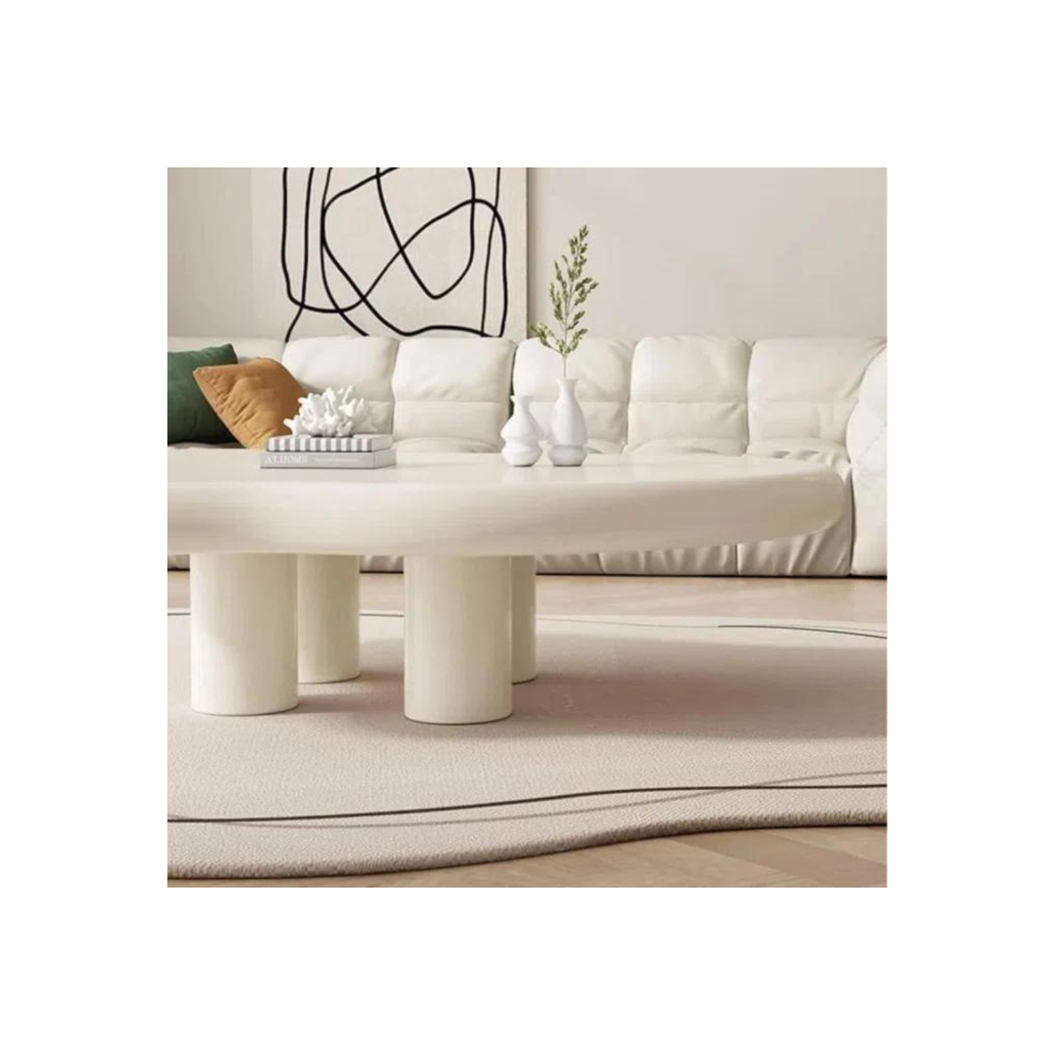 LivinVeluris Modern Minimilistic Coffee Table - White