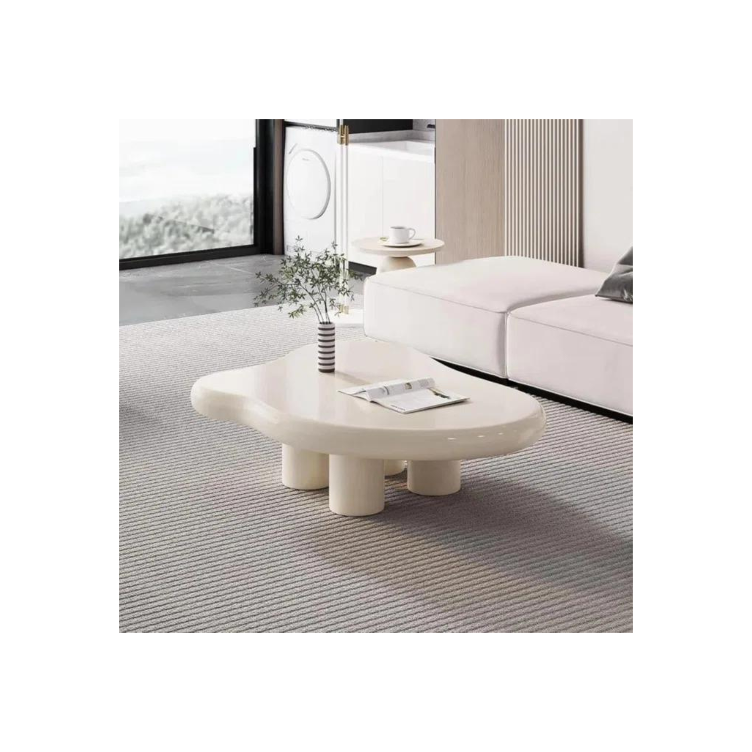 LivinVeluris Modern Minimilistic Coffee Table - White