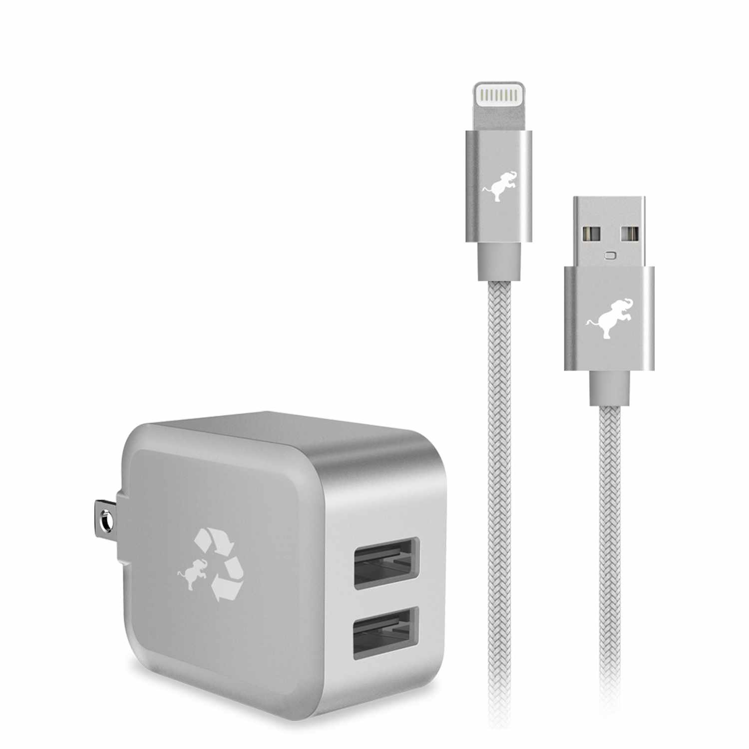 Nimble 12W Bundle with USB-A to Lightning cable | Silver