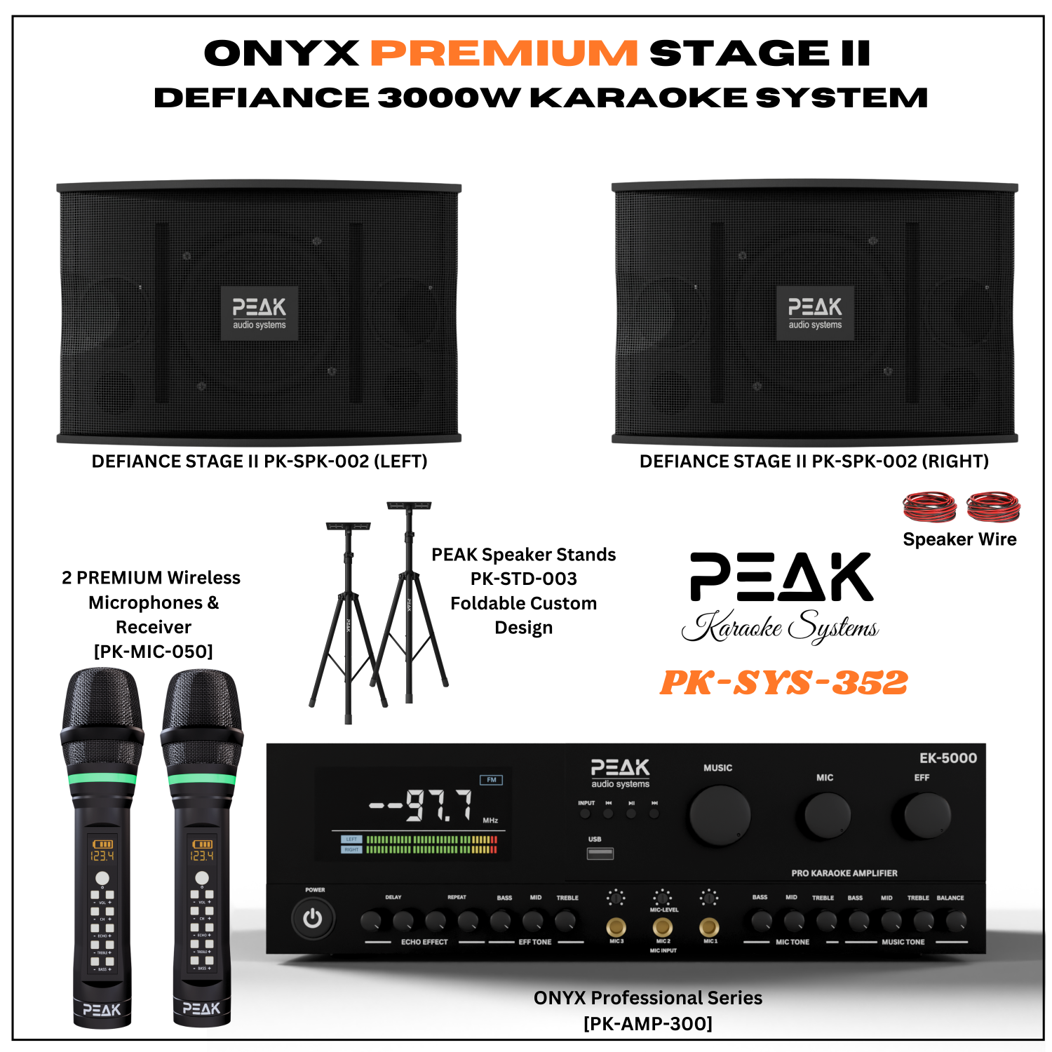 PEAK Karaoke ONYX Premium DEFIANCE STAGE II System - 3000W