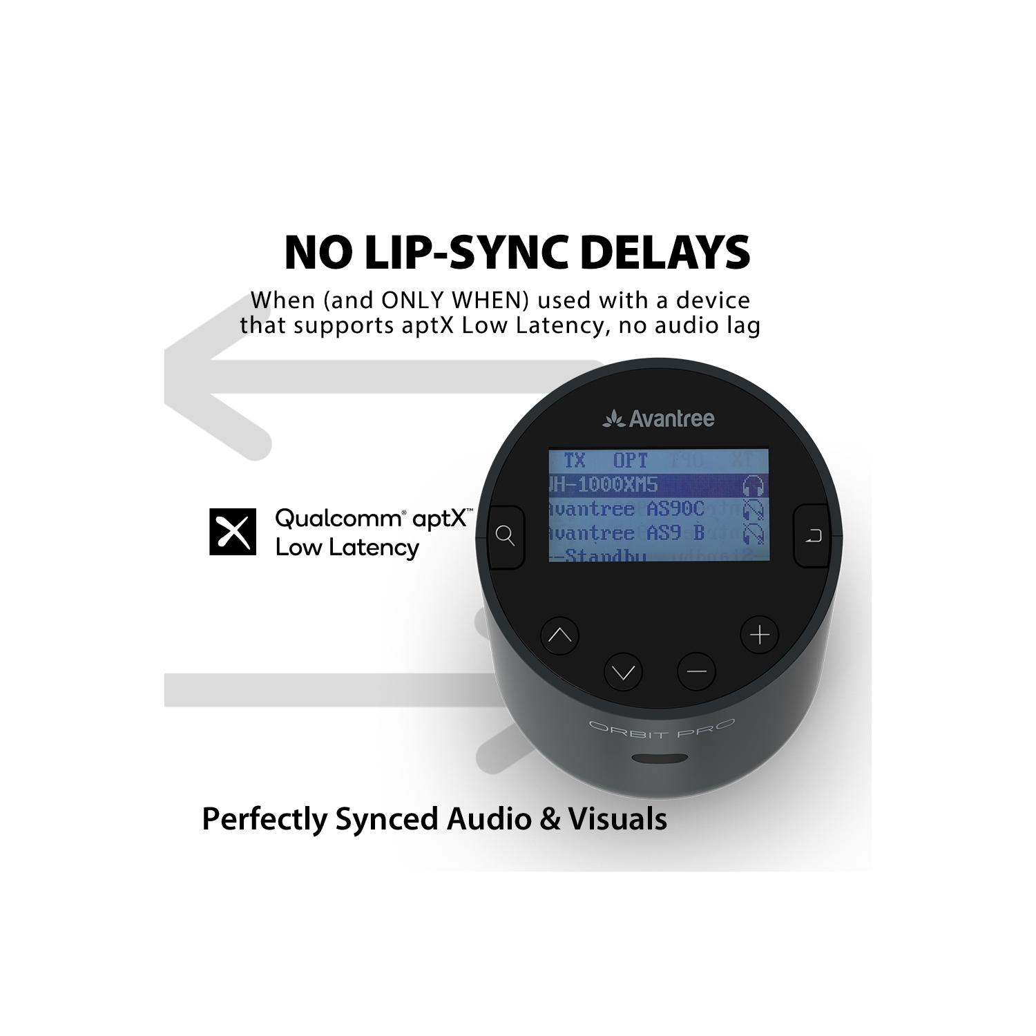 Orbit Pro d'Avantree – Émetteur et récepteur audio Bluetooth pour téléviseur avec intercommunication audio ambiophonique 5,1, télécommande, délai de