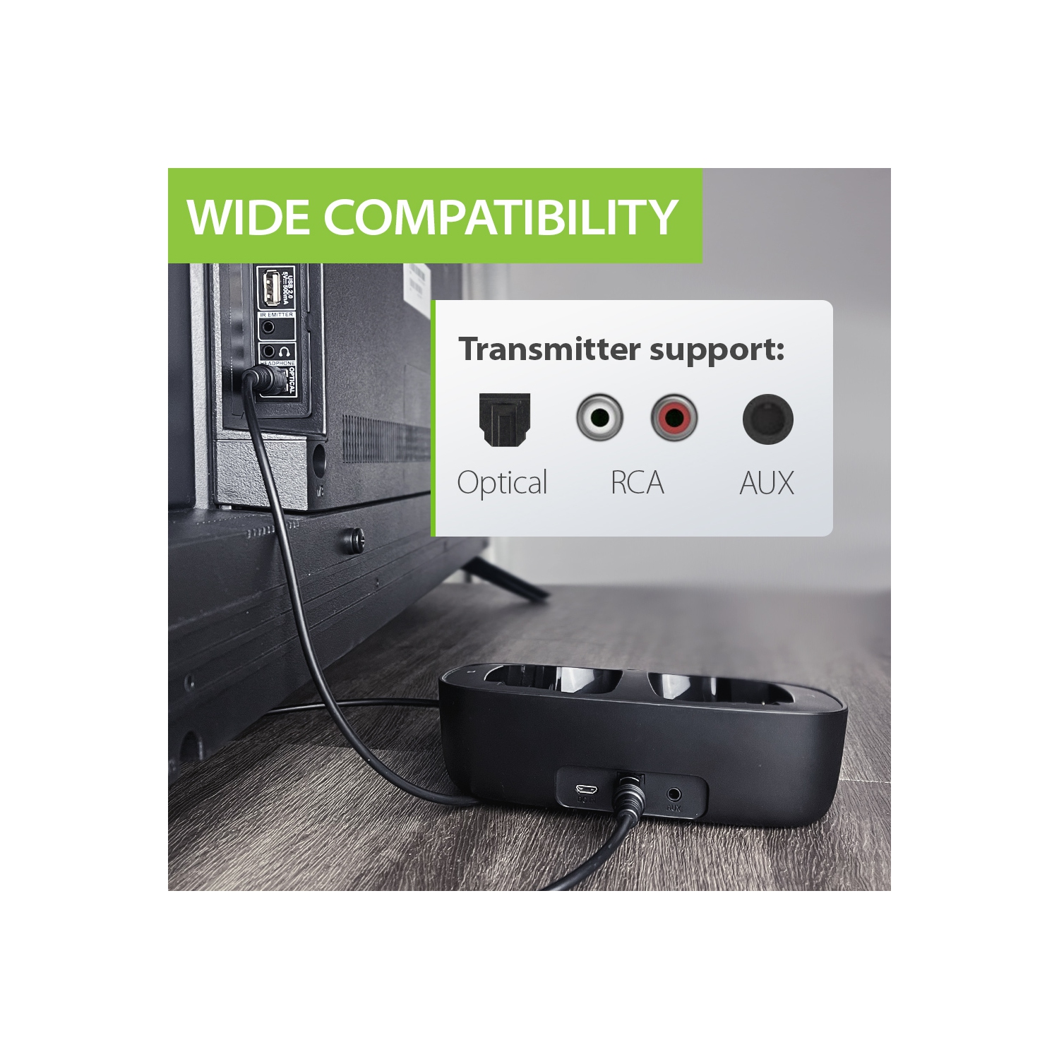 Avantree Ensemble - Wireless Headphones for TV Watching with Charging Dock, Easy Setup & Comfortable Fit for Seniors, 35hrs Playtime Bluetooth