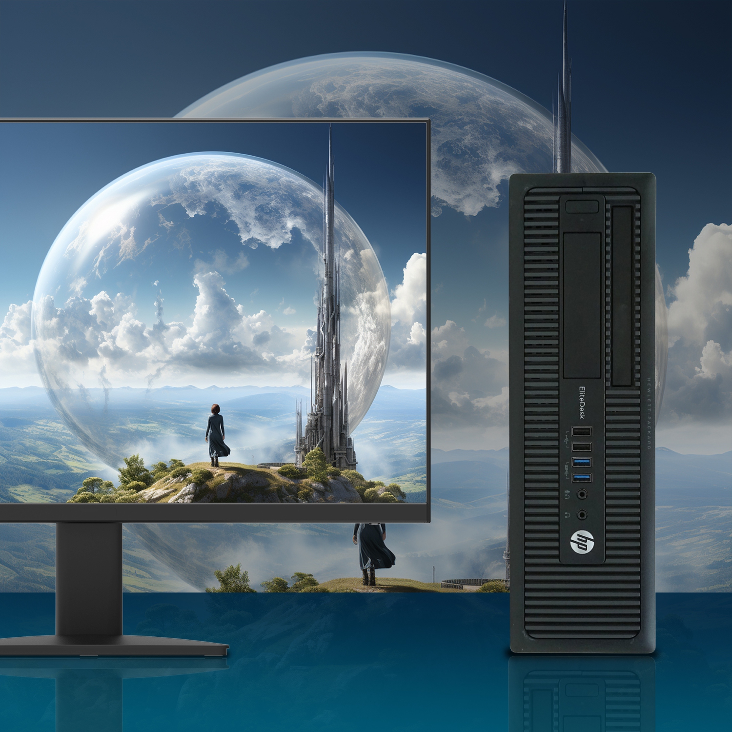 Refurbished - HP EliteDesk SFF Desktop Computer PC Combo | 24-inch Monitor | Intel Core i7 Processor | 32GB RAM | 1TB SSD | Windows 10 Pro | WiFi +