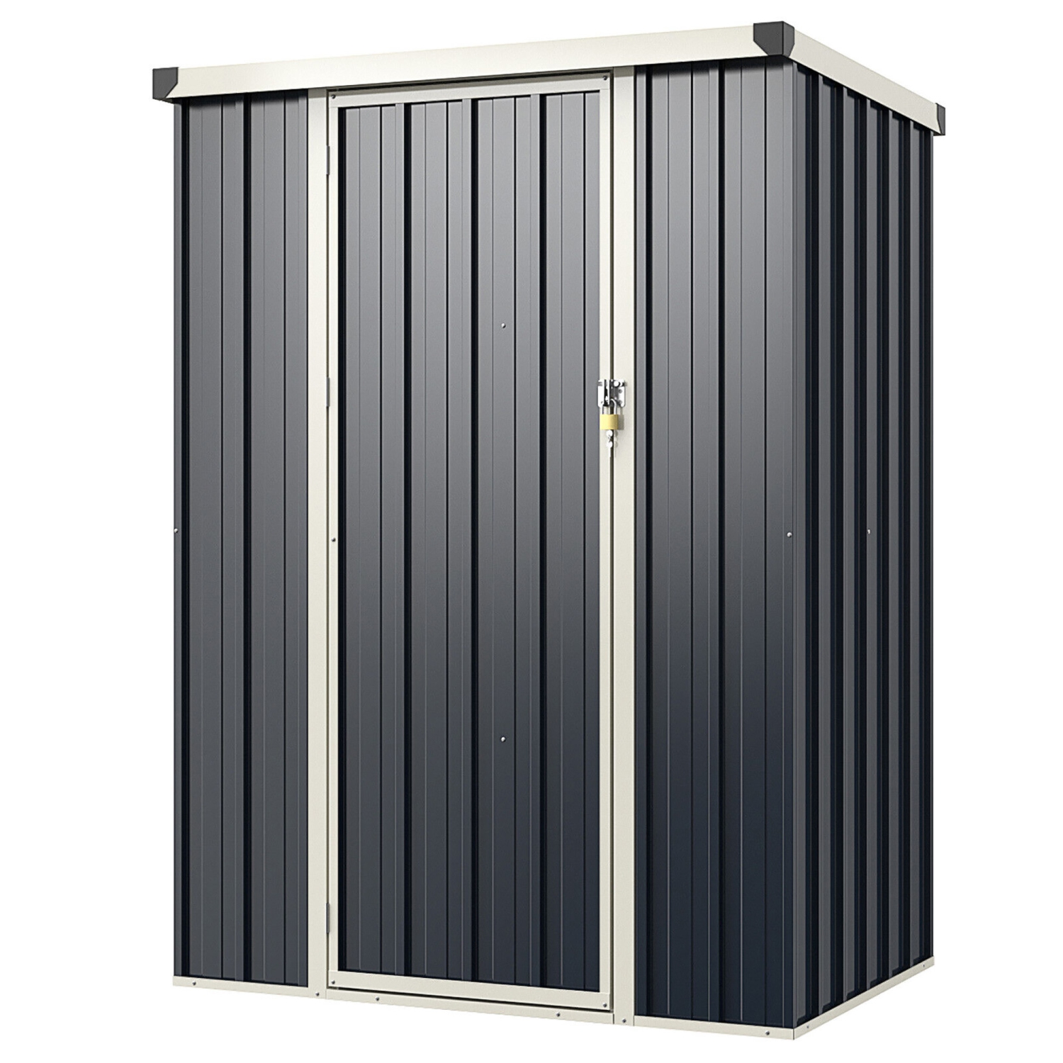 Gymax 4 x 3 FT Metal Outdoor Storage Shed w/ Lockable Door Garden Utility Tool House