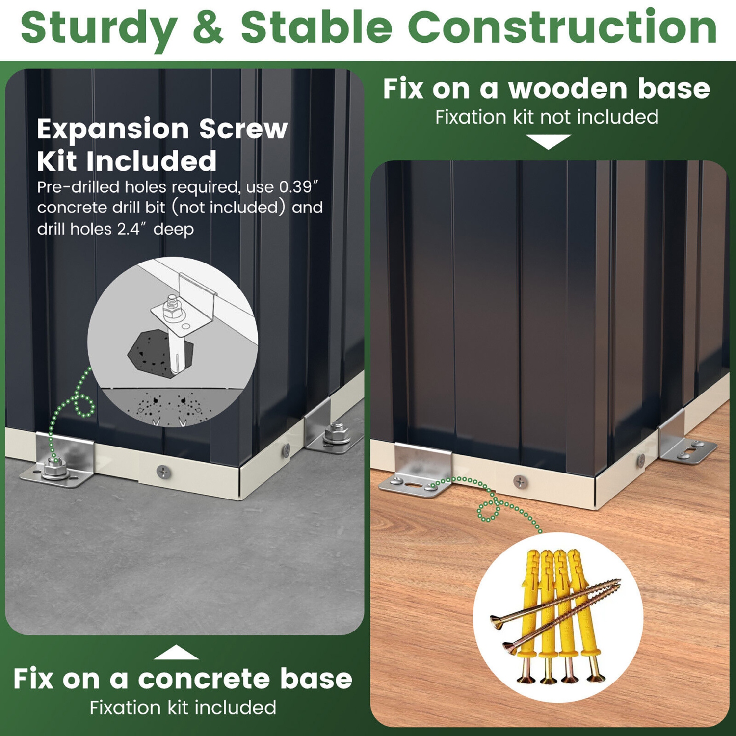Gymax 8 x 6.3 FT Metal Outdoor Storage Shed w/ Lockable Door Pitched Tool Shed Roof