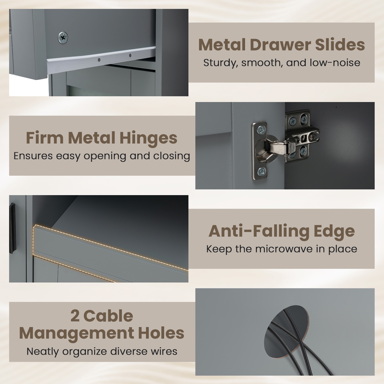 Gymax Kitchen Island Cart on Wheels Microwave Cabinet w/ Frosted Tempered Glass Door