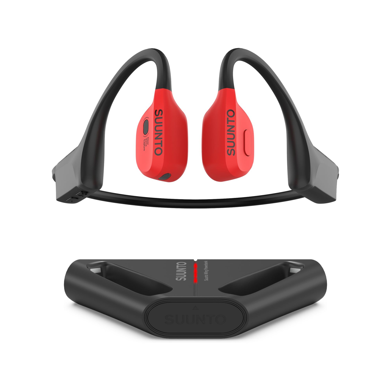 SUUNTO Wing Open-Ear Bone Conduction Bluetooth Wireless Sport Headphone with Charging Stand - Red