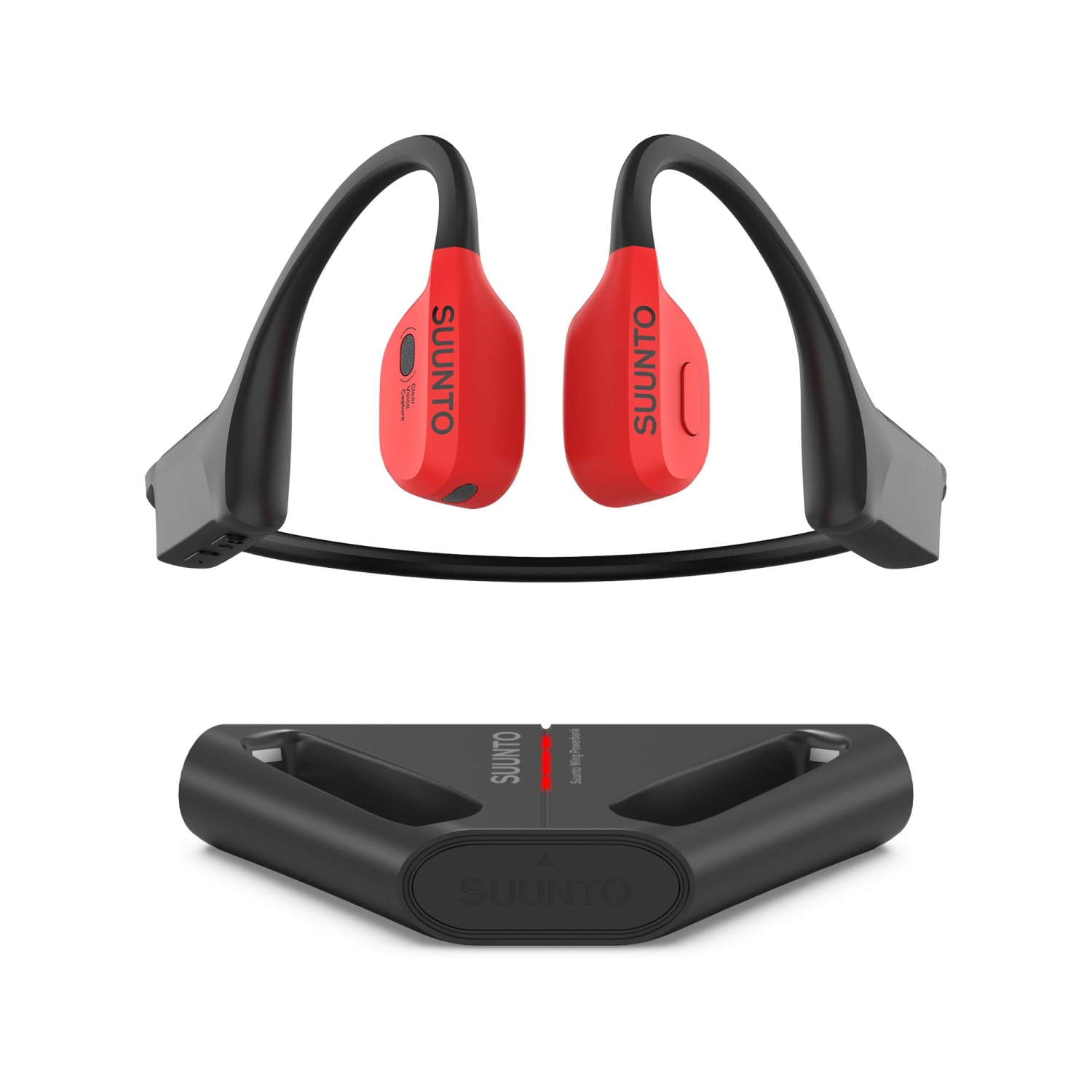 SUUNTO Wing Open-Ear Bone Conduction Bluetooth Wireless Sport Headphone with Charging Stand - Red