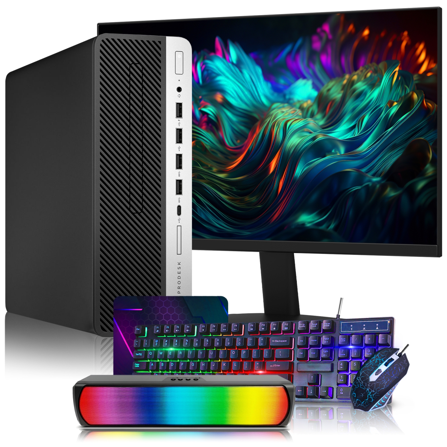 Refurbished - HP ProDesk 600 G4 SFF Business Desktop Computer PC | New 24-inch Monitor | Intel i5 Hexa-Core CPU | 32GB RAM | 2TB NVMe SSD | Windows