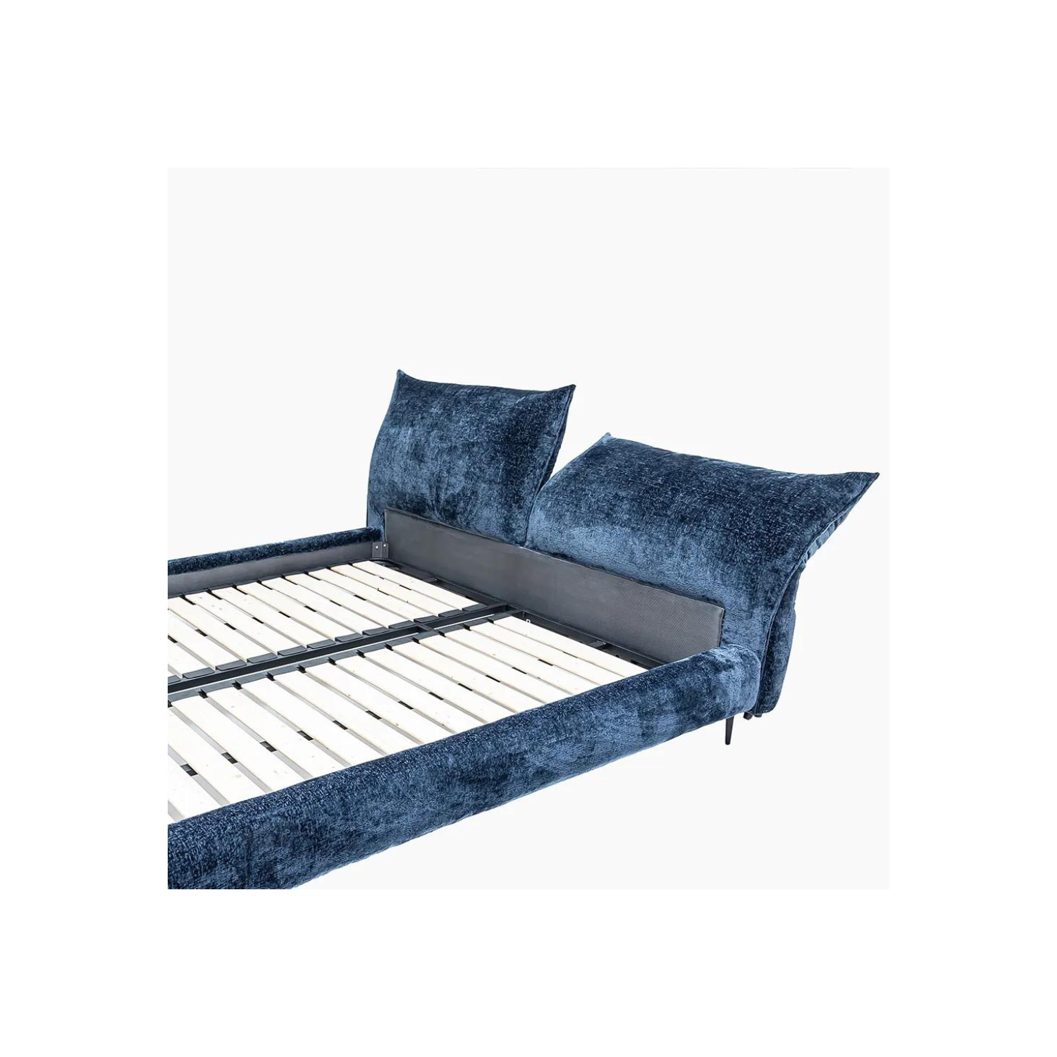 LivinVeluris Linen Upholstered Bed - Navy Blue