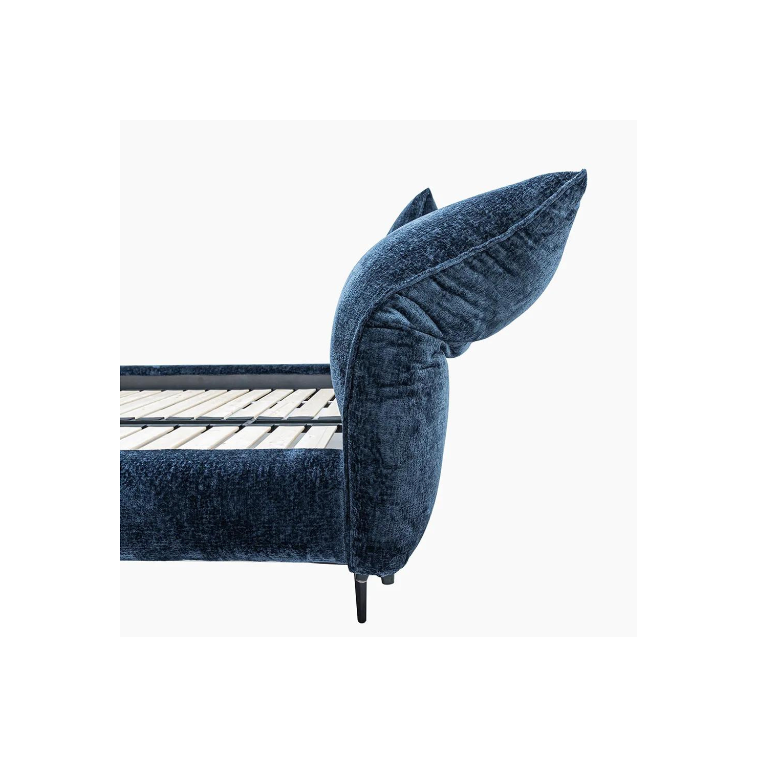 LivinVeluris Linen Upholstered Bed - Navy Blue