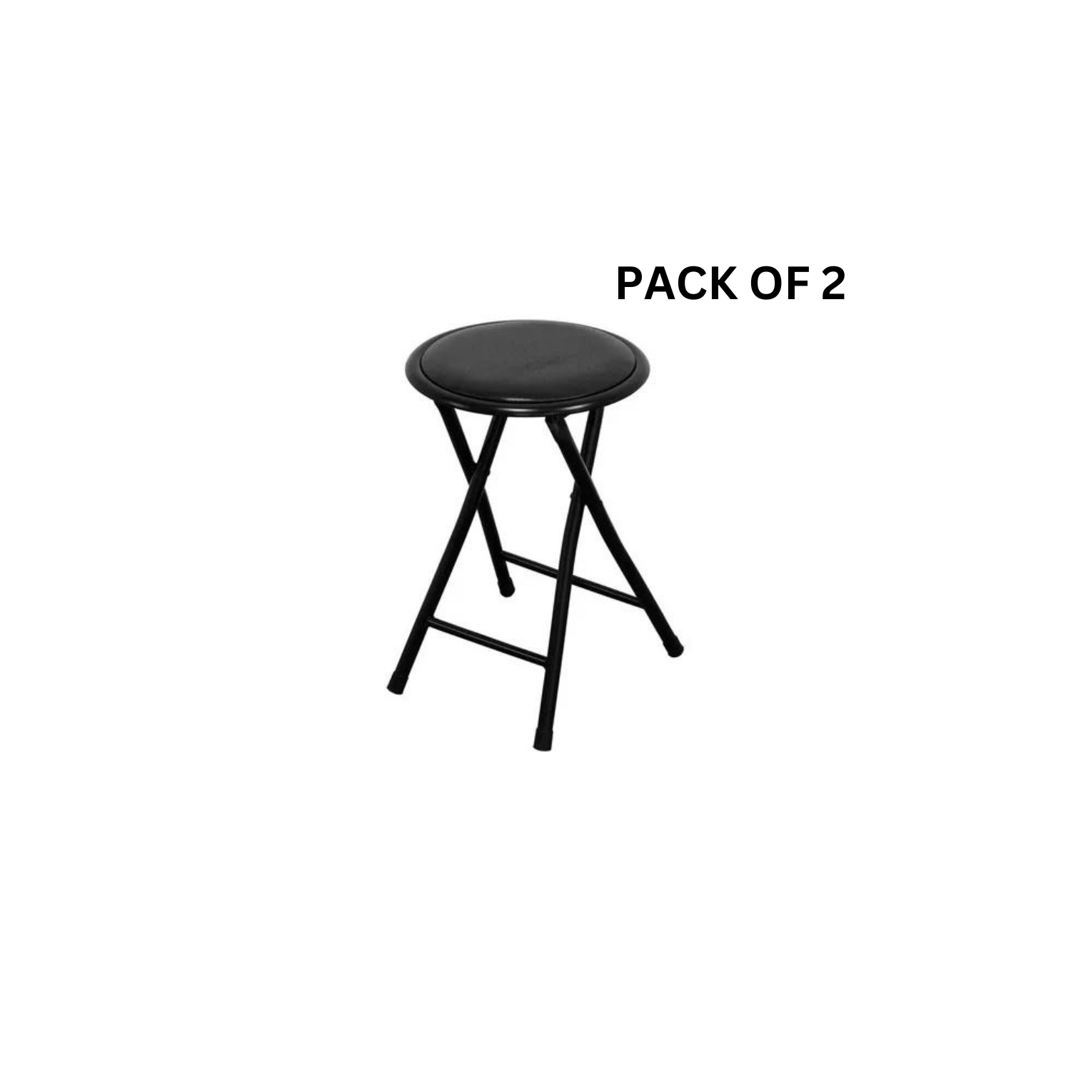 Mehiaz Vinyl Folding Stool Folding Vinyl Stool - Black Pack of 2