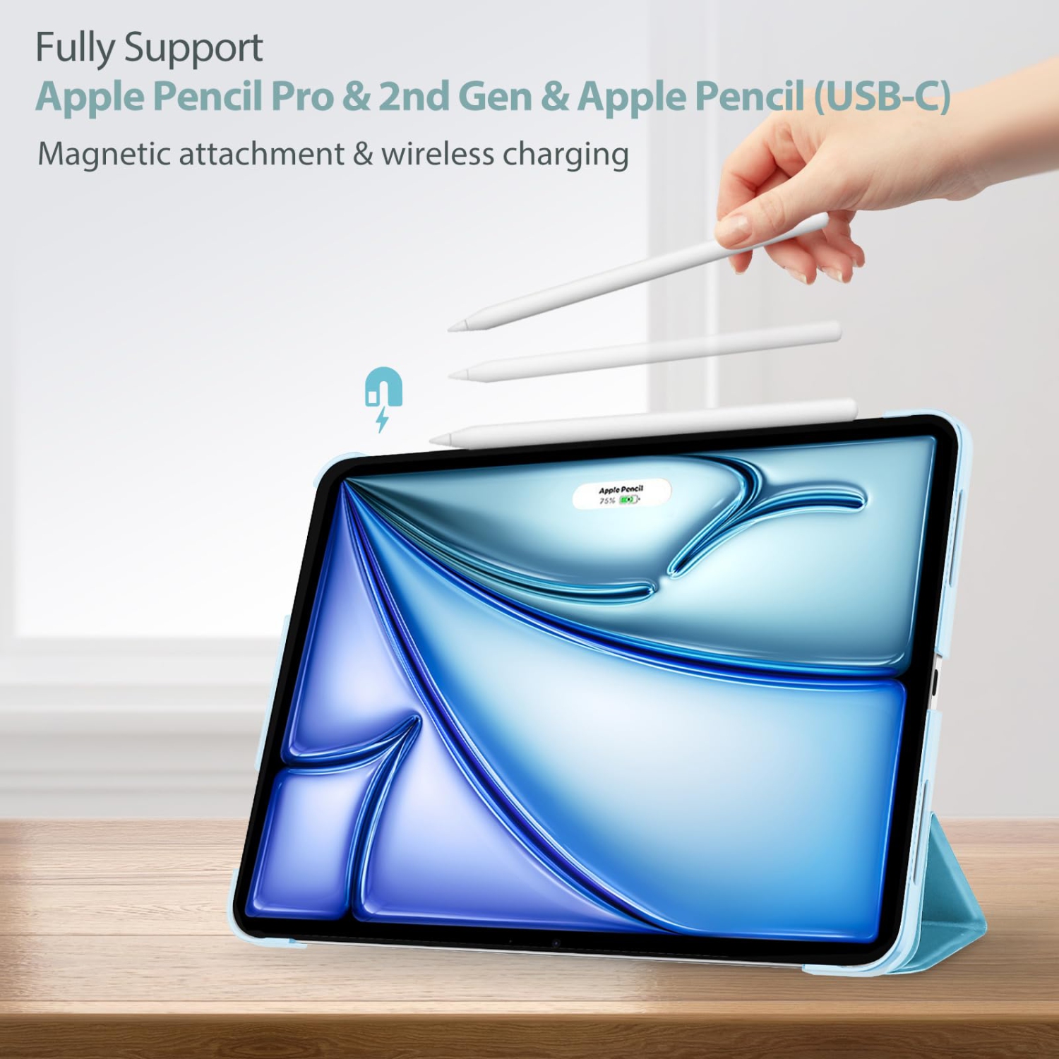 ProCase Smart Case for iPad Air 11-inch M2 2024/10.9 Air 5th Generation 2022/10.9 Air 4th 2020, Protective Cover for iPad Air 11 /Air 5 4 Gen -Sky