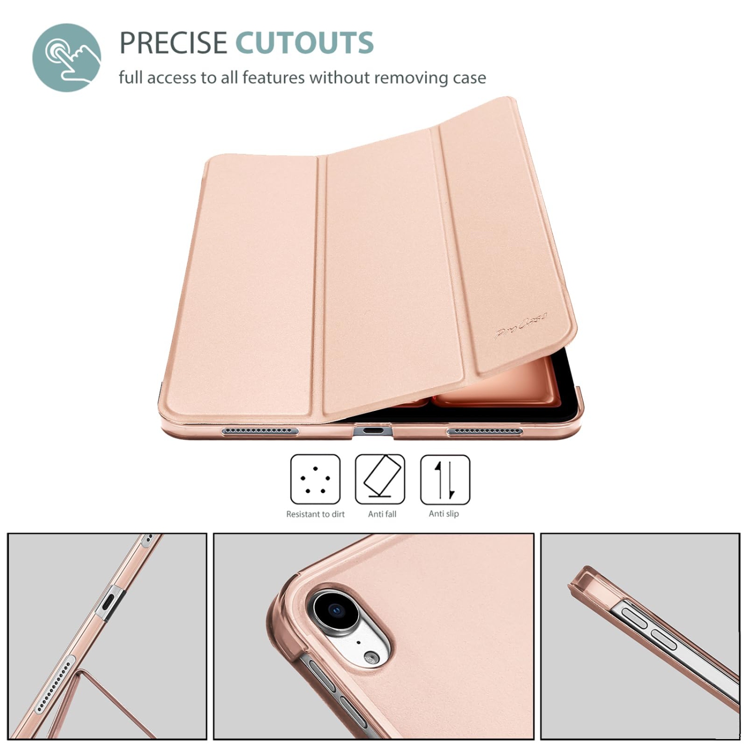 ProCase Smart Case for iPad Air 11-inch M2 2024/10.9 Air 5th Generation 2022/10.9 Air 4th 2020, Protective Cover for iPad Air 11 /Air 5 4 Gen