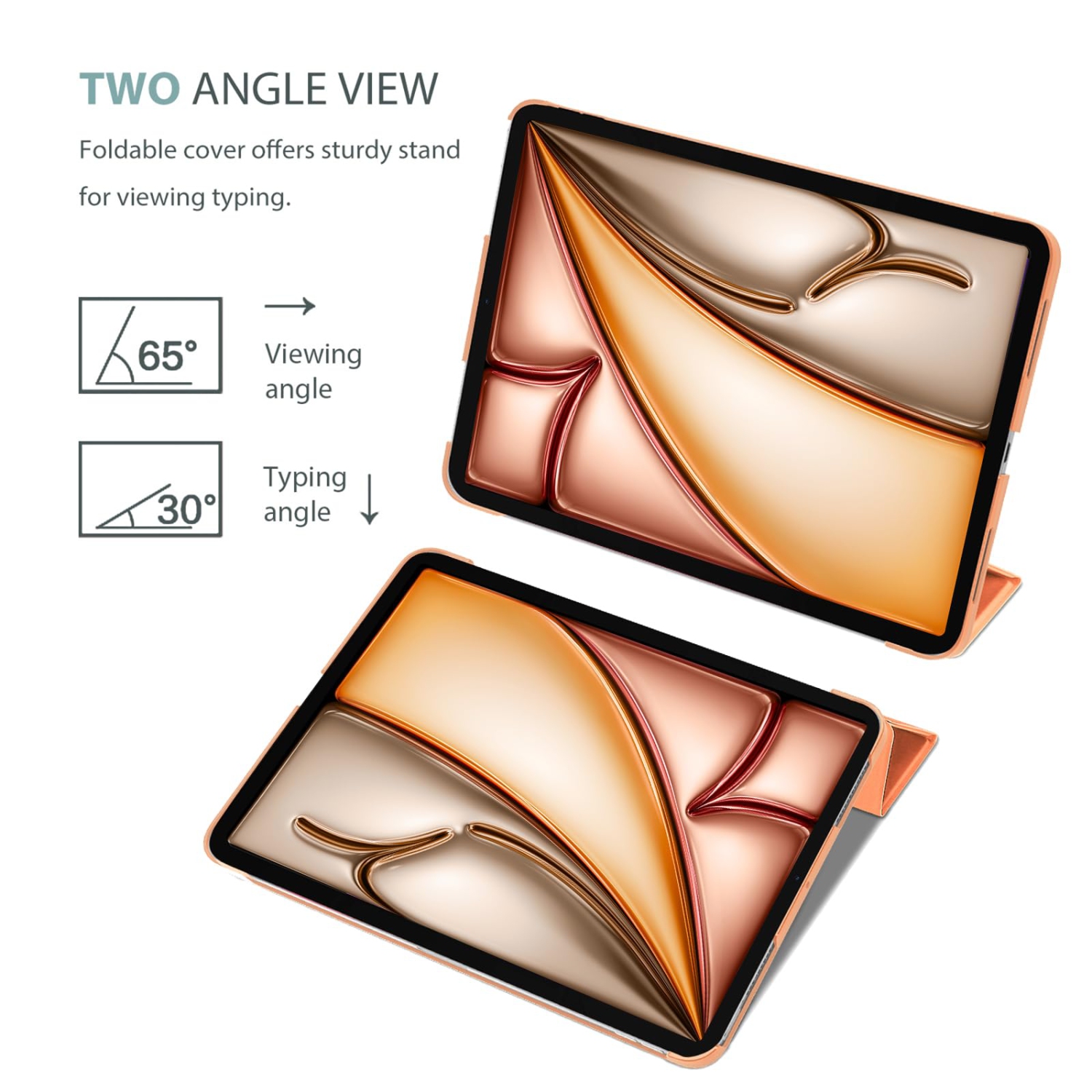 ProCase Smart Case for iPad Air 11-inch M2 2024/10.9 Air 5th Generation 2022/10.9 Air 4th 2020, Protective Cover for iPad Air 11 /Air 5 4 Gen -Orange