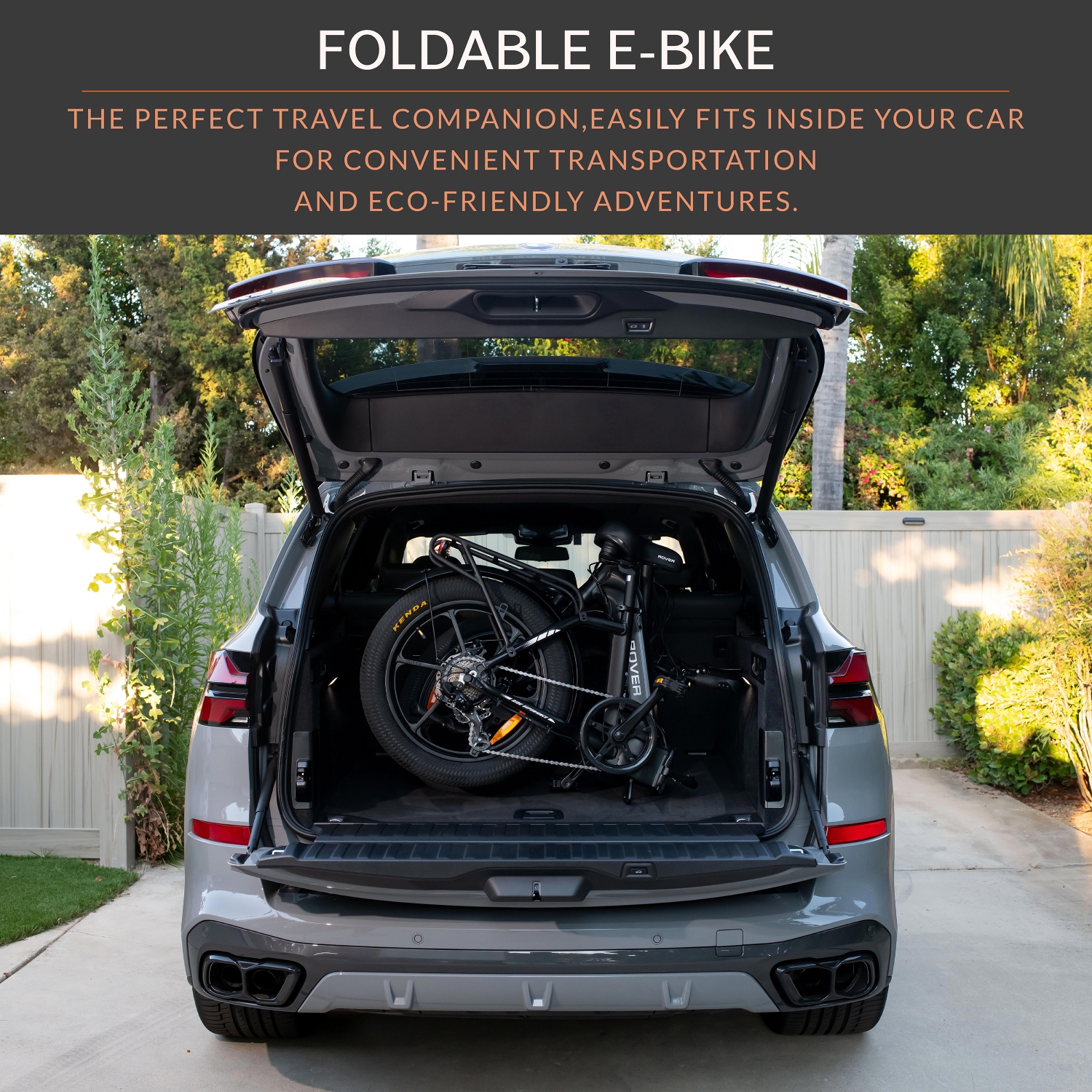 Rover By Land Rover 500-Watt Folding E-Bike with Pedal Assist-Black