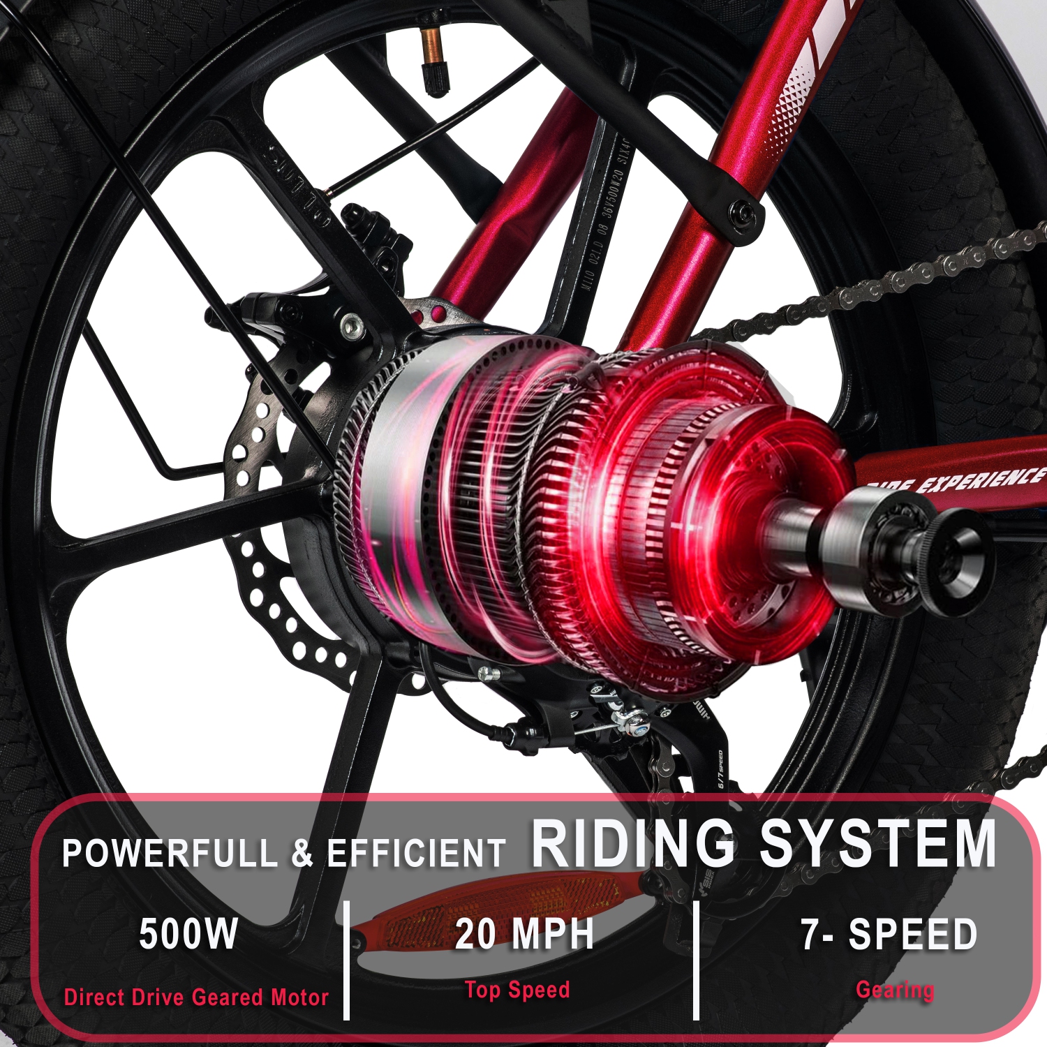 Rover By Land Rover 500-Watt Folding E-Bike with Pedal Assist-Red