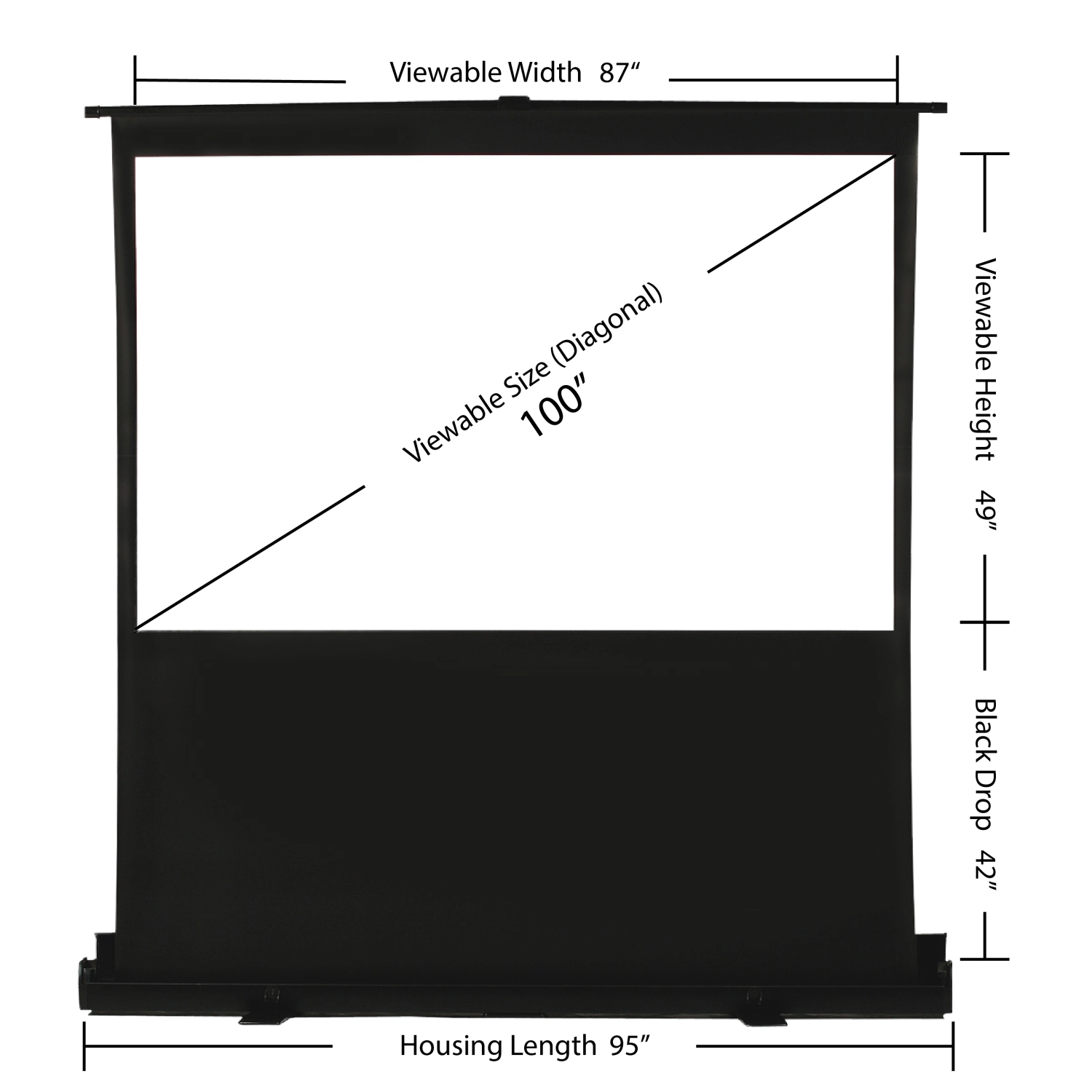 the MUBU Alpha 100" Tab-Tension portable Pull Up projector screen with stand and carry case, floor pull-up, 16:9, 4K, outdoor projector screen