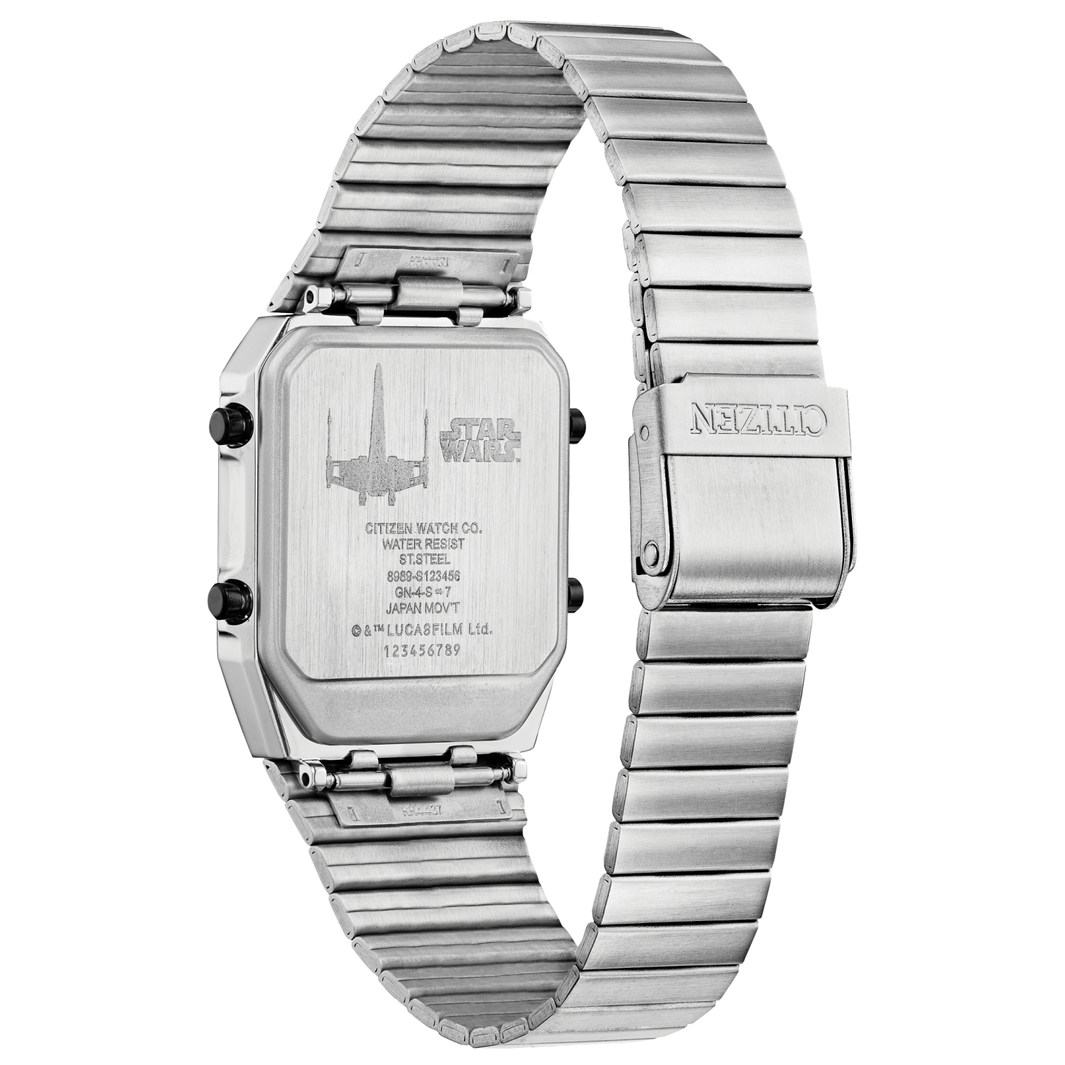 Star Wars Mens Rebel Pilot Japanese Quartz Watch 33mm Silver-Tone Stainless Steel Case and Bracelet with Black Dial