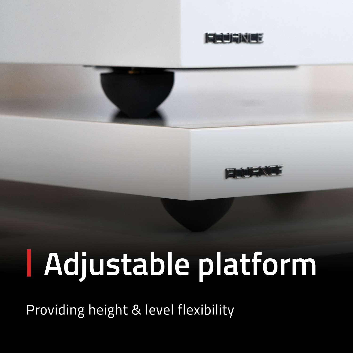 Plateforme en bois antivibrations à base d'isolation du tourne-disque IB40 de Fluance avec pieds à hauteur réglable et niveau à bulle