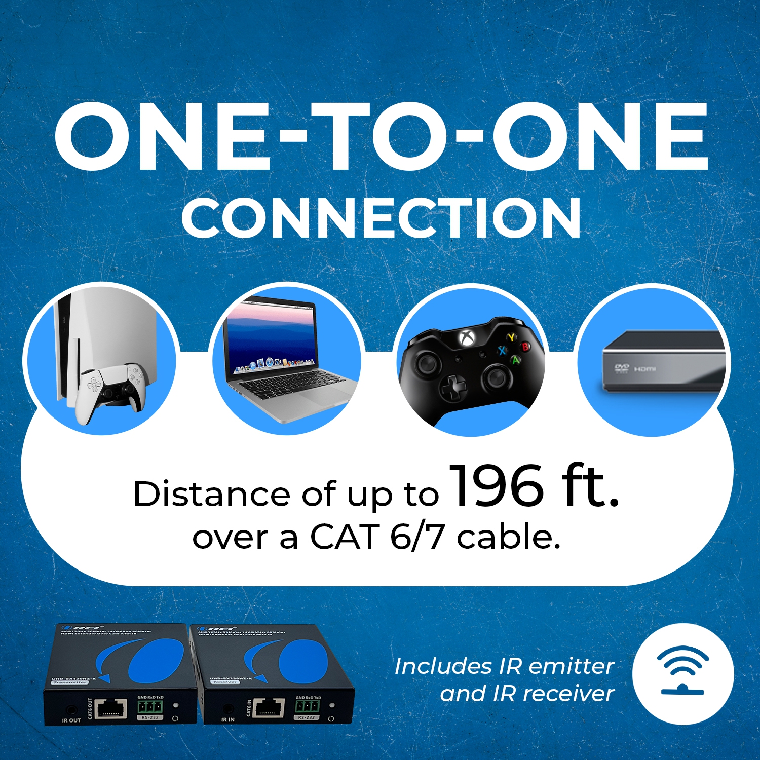 OREI – Prolongateur HDMI 4K@120&nbsp;Hz sur Cat6 avec IR jusqu’à 30 m