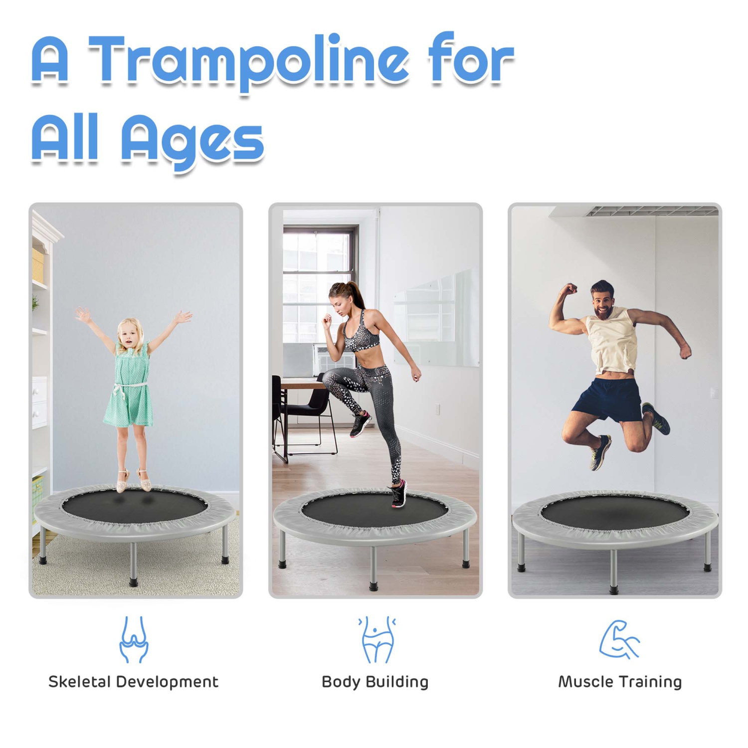 Goplus 38" Mini Folding Trampoline Portable Recreational Fitness Rebounder