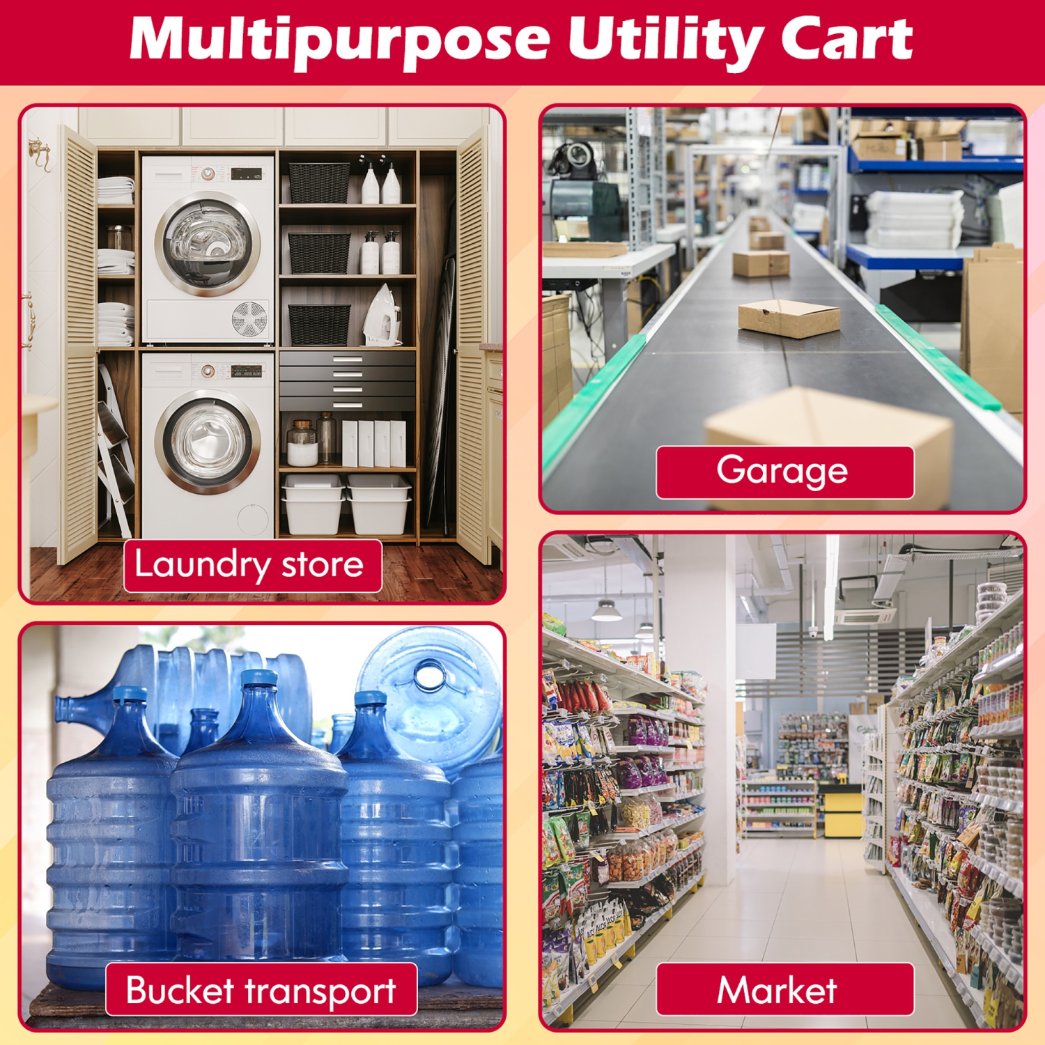 &nbsp;&nbsp;Chariot pliant&nbsp;tout usage de Costway&nbsp;&nbsp;avec roues pivotantes sur roues, sac amovible et poignée confortable