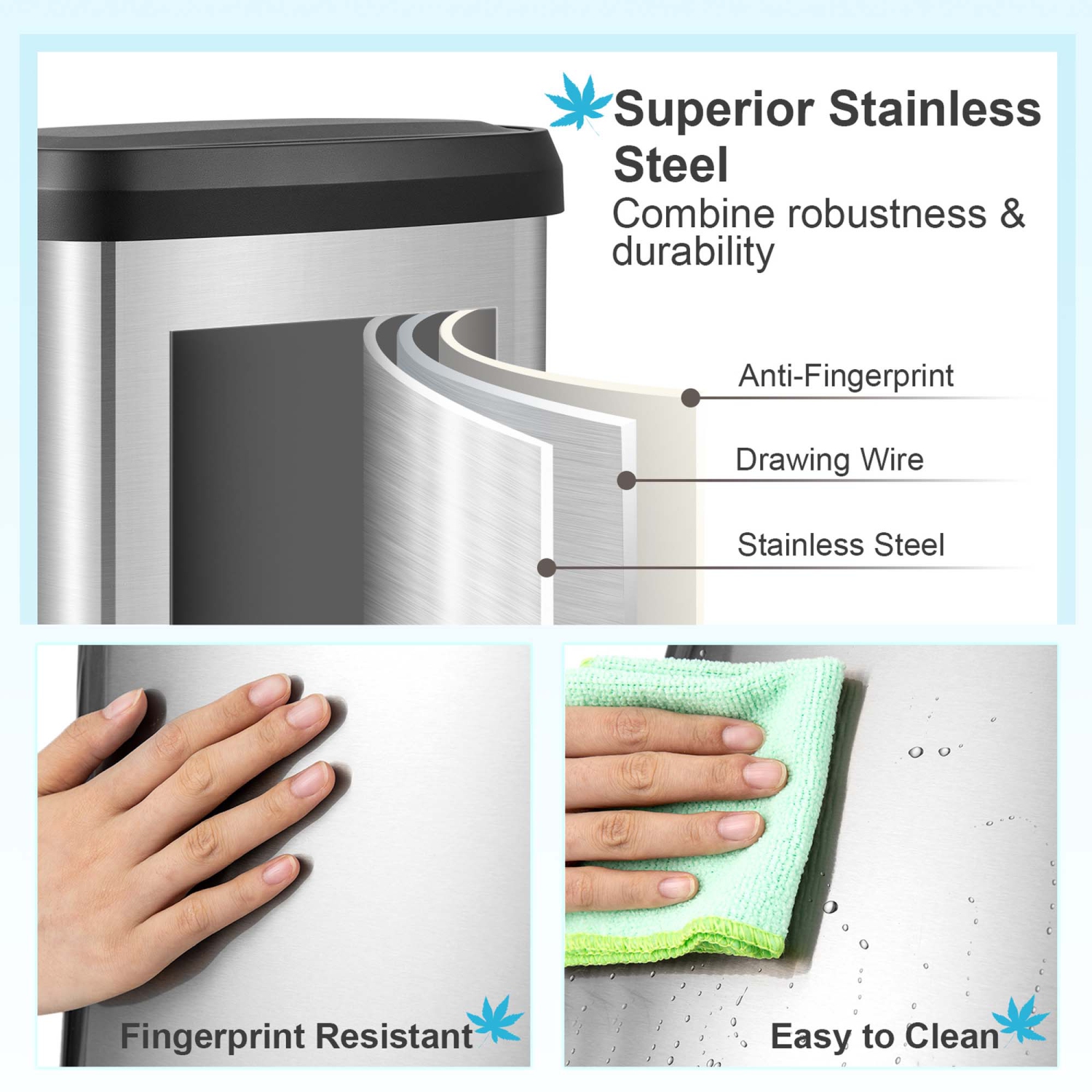 Costway 13.2 Gallon Step Trash Can Stainless Steel Airtight Garbage Bin for Home Kitchen