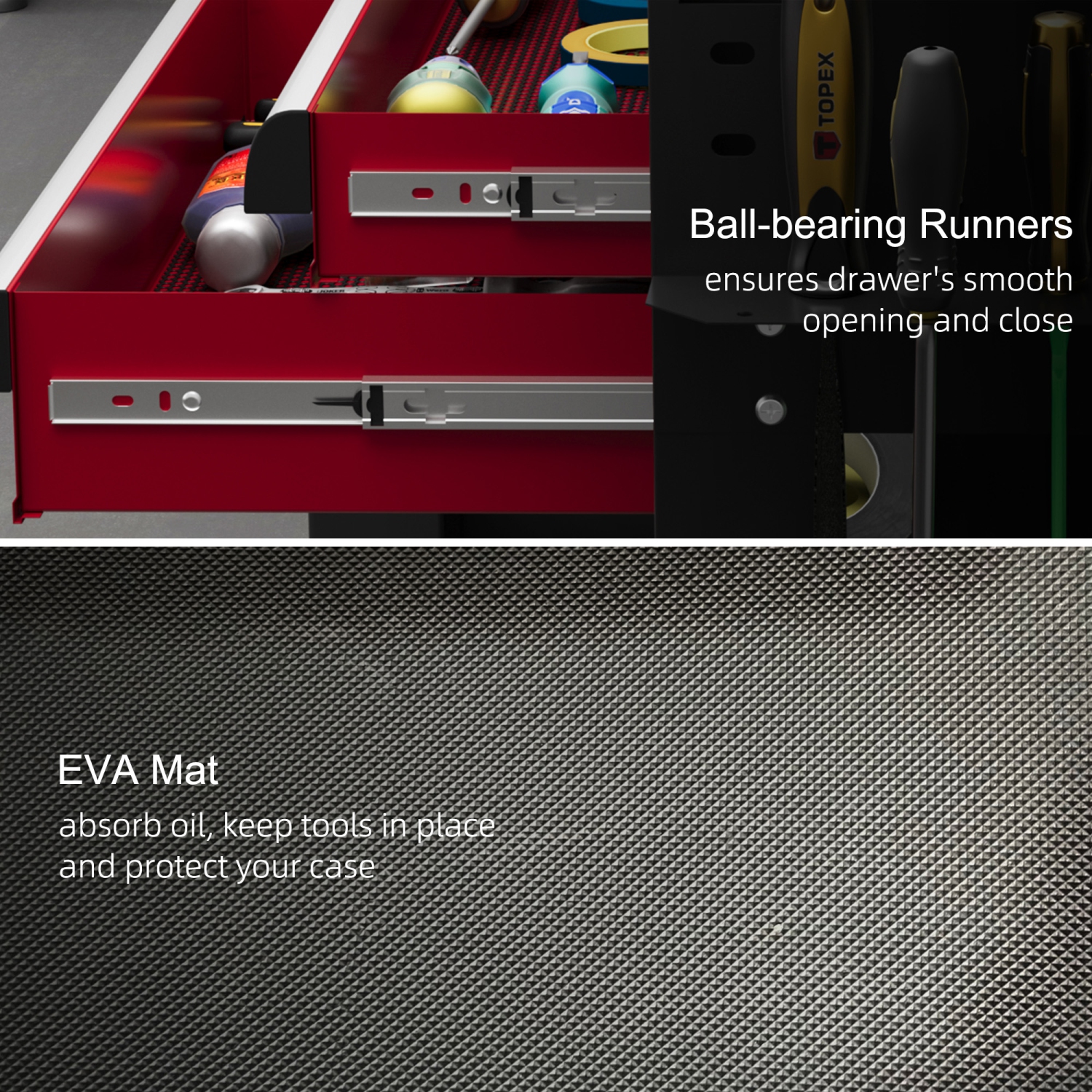 HOMCOM Rolling Tool Cart with Wheels, 330 LBS Capacity Steel Heavy Duty Cart with 2 Drawers, Tray, Lockable Tool Chest with Flip Top for Garage,