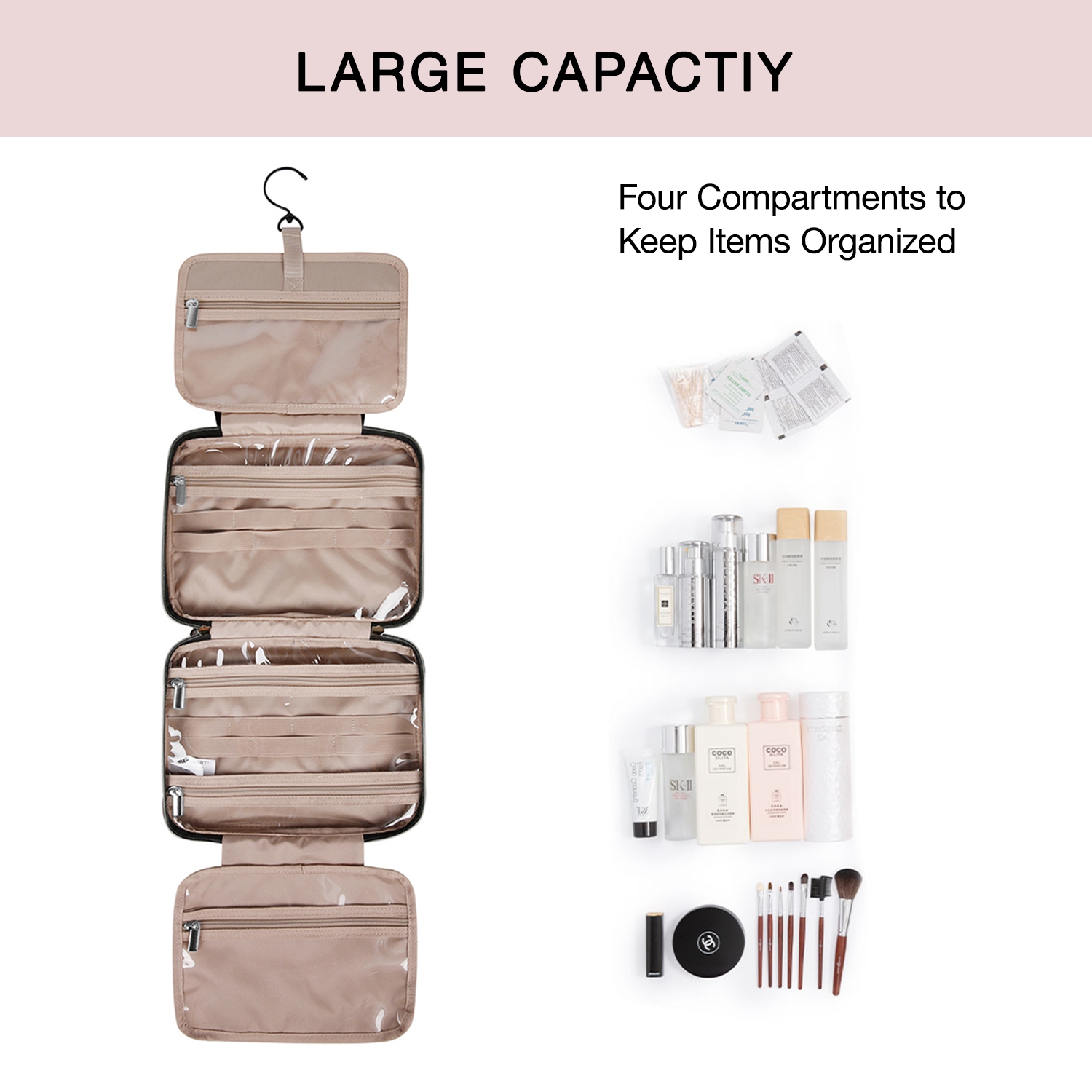 Bagsmart Bonchemin The Space Saver Toiletry Bag-Medium, Pink