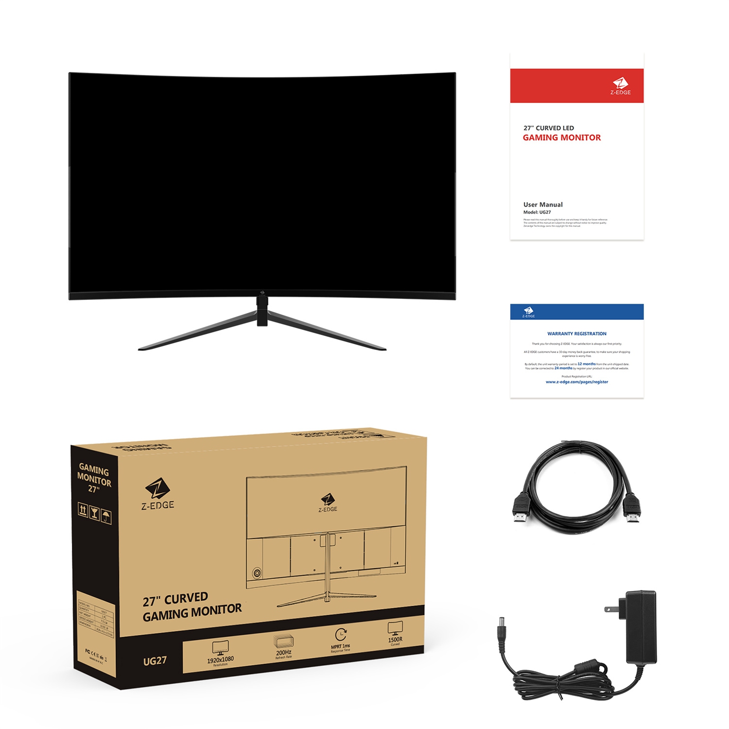 UG27 27" 1080P Full HD 200Hz 1ms Curved Gaming Monitor - Black