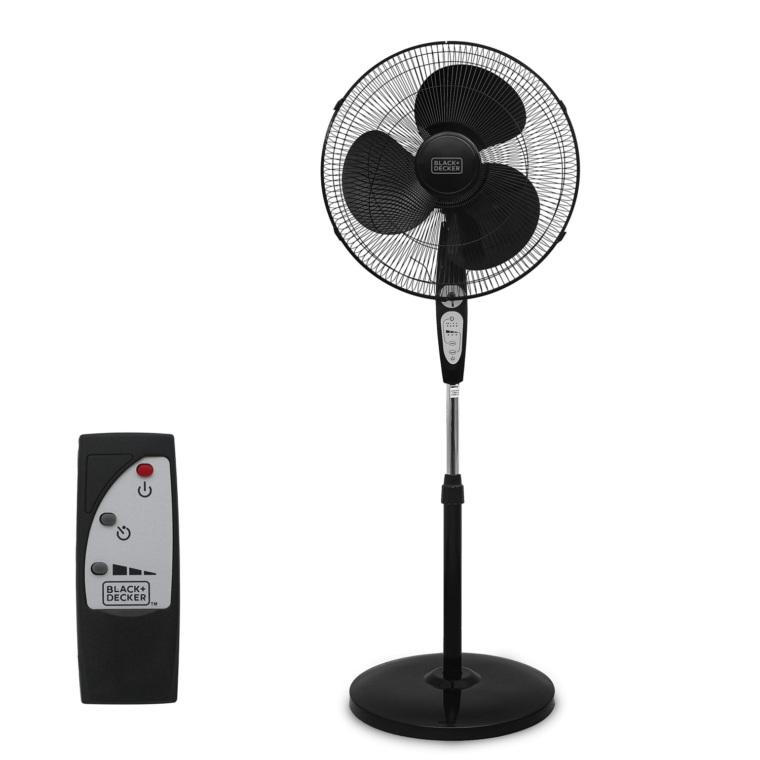 BLACK+DECKER 18-Inch Stand Fan with Remote Control, 3-Speed Settings, Black