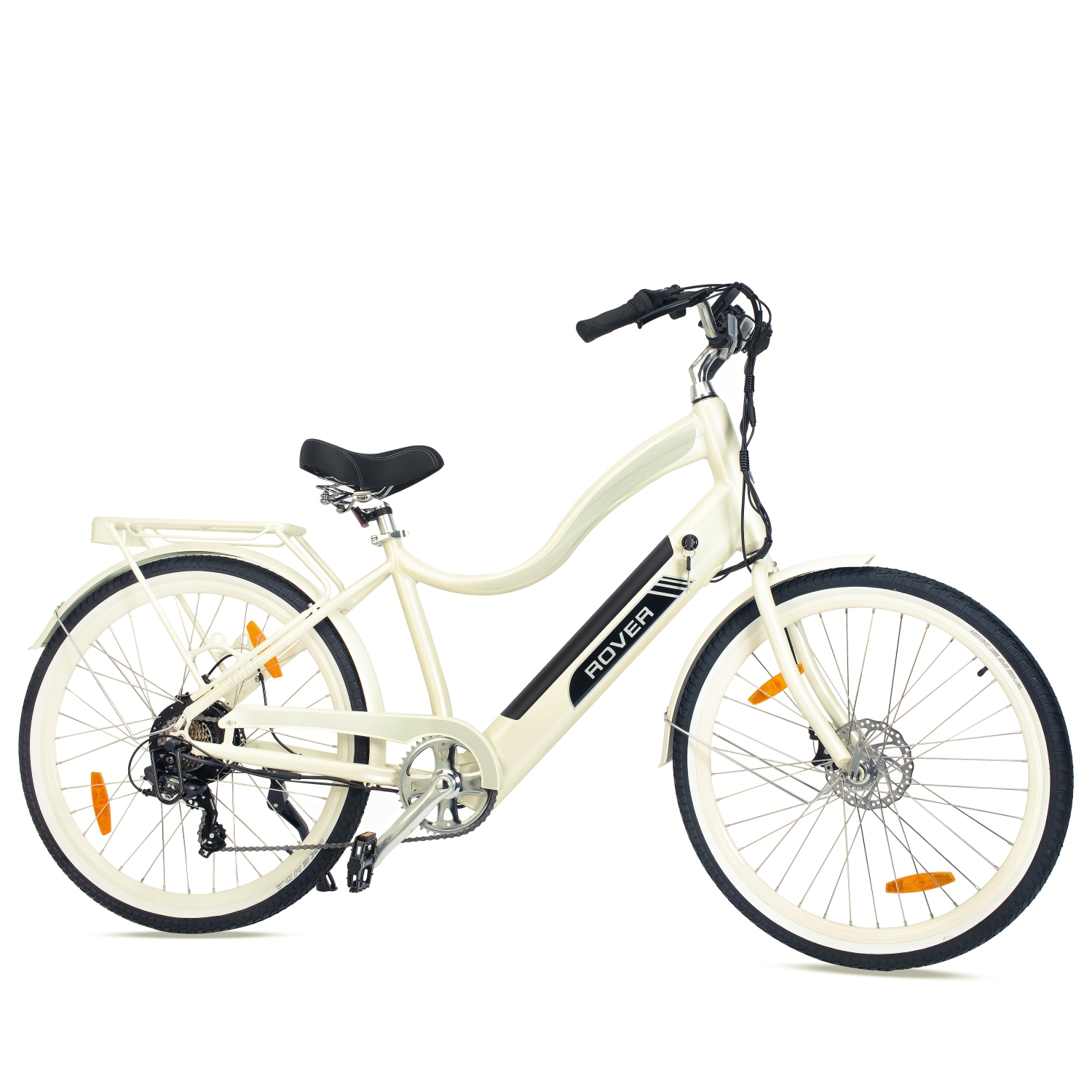 Vélo électrique Cruiser de 500 W Rover by Land Rover avec assistance à pédale et accélérateur-Crème