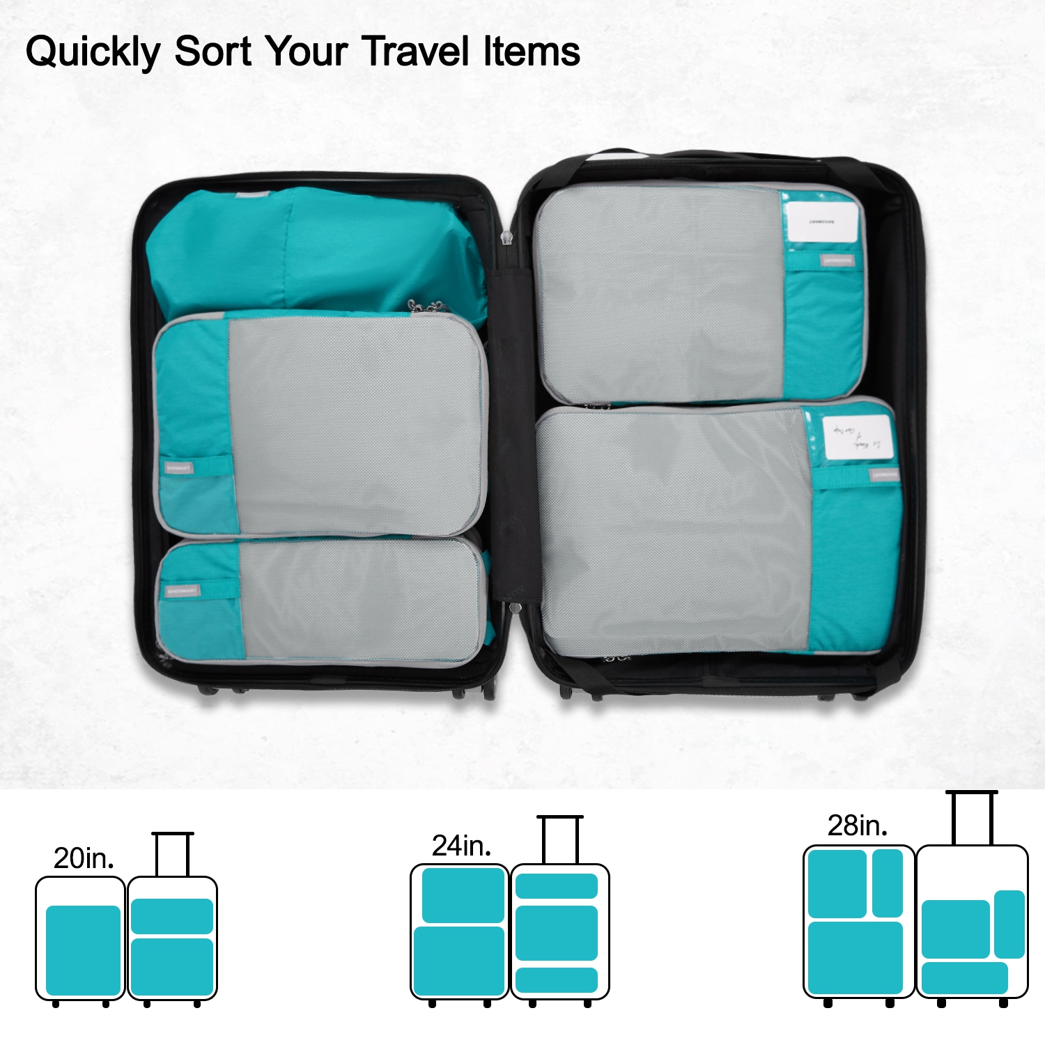 Bagsmart Compression Packing Cubes Teal